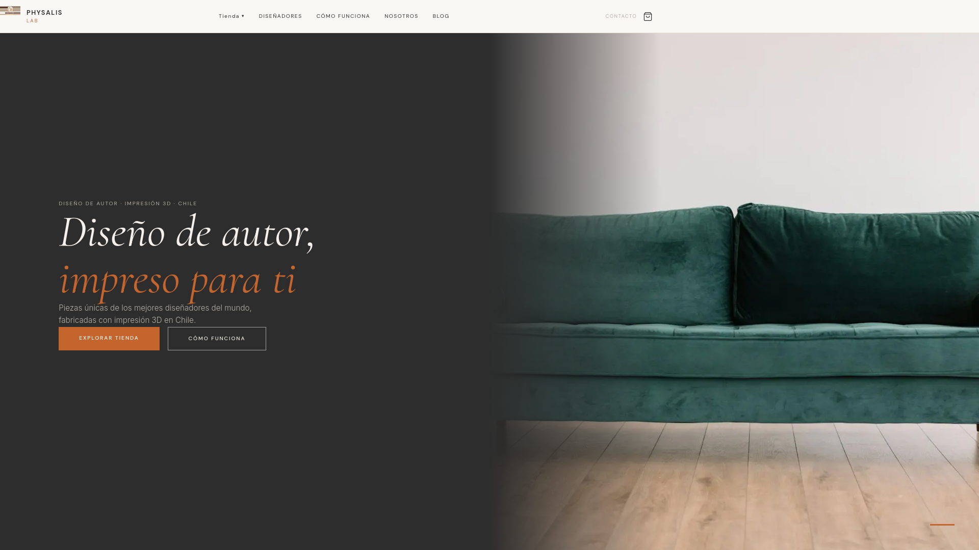 website screenshot of https://physalislab.com/