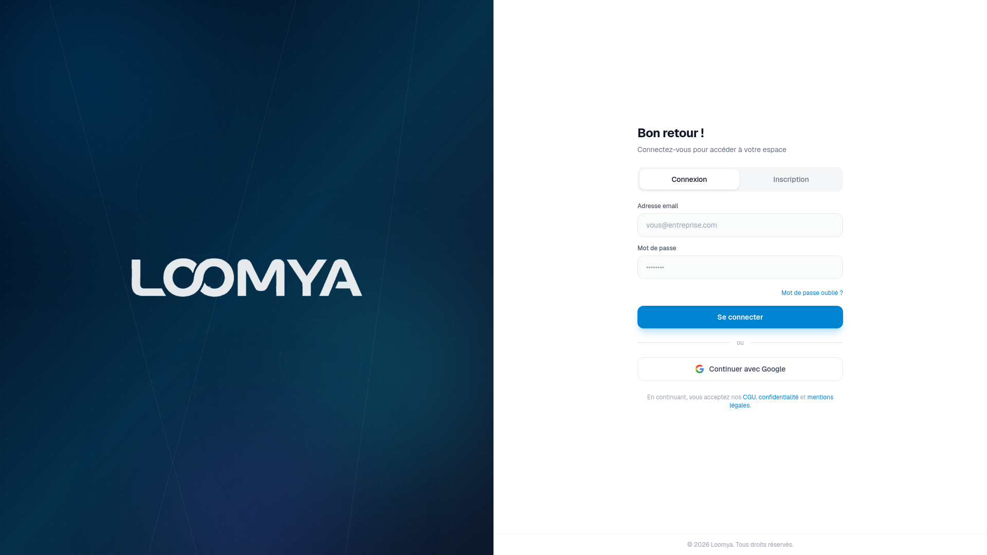 website screenshot of https://loomya.fr/