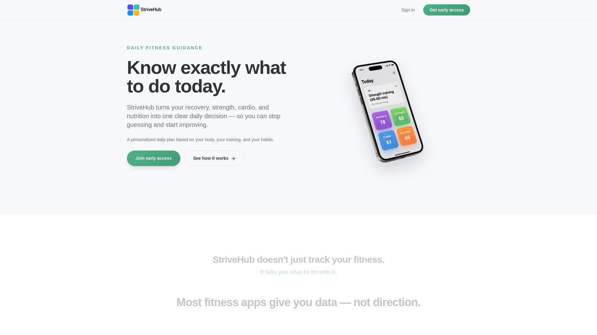website screenshot of https://strivehub.ai/