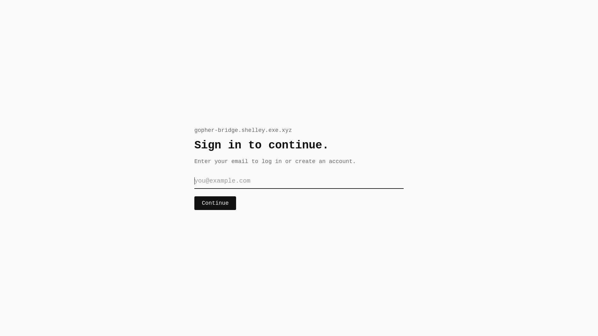 website screenshot of https://gopher-bridge.shelley.exe.xyz/