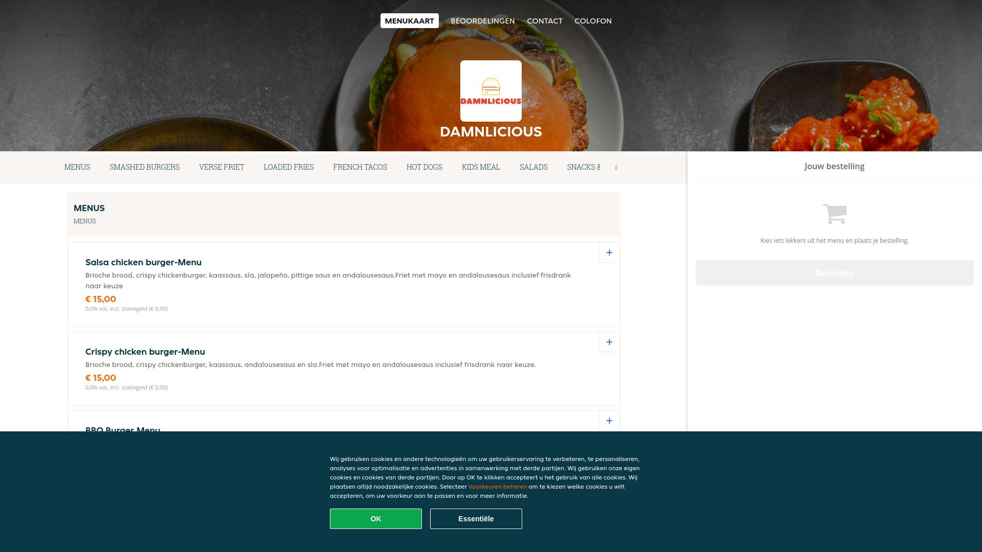website screenshot of https://damn-licious.nl/