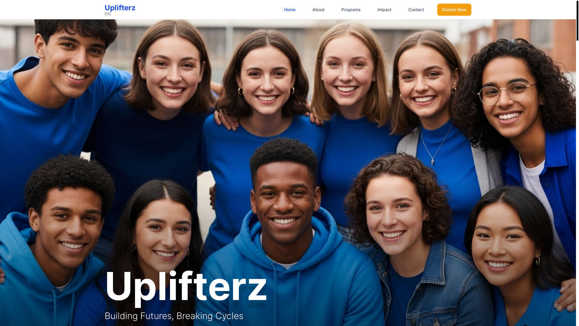 website screenshot of https://uplifterz.org/