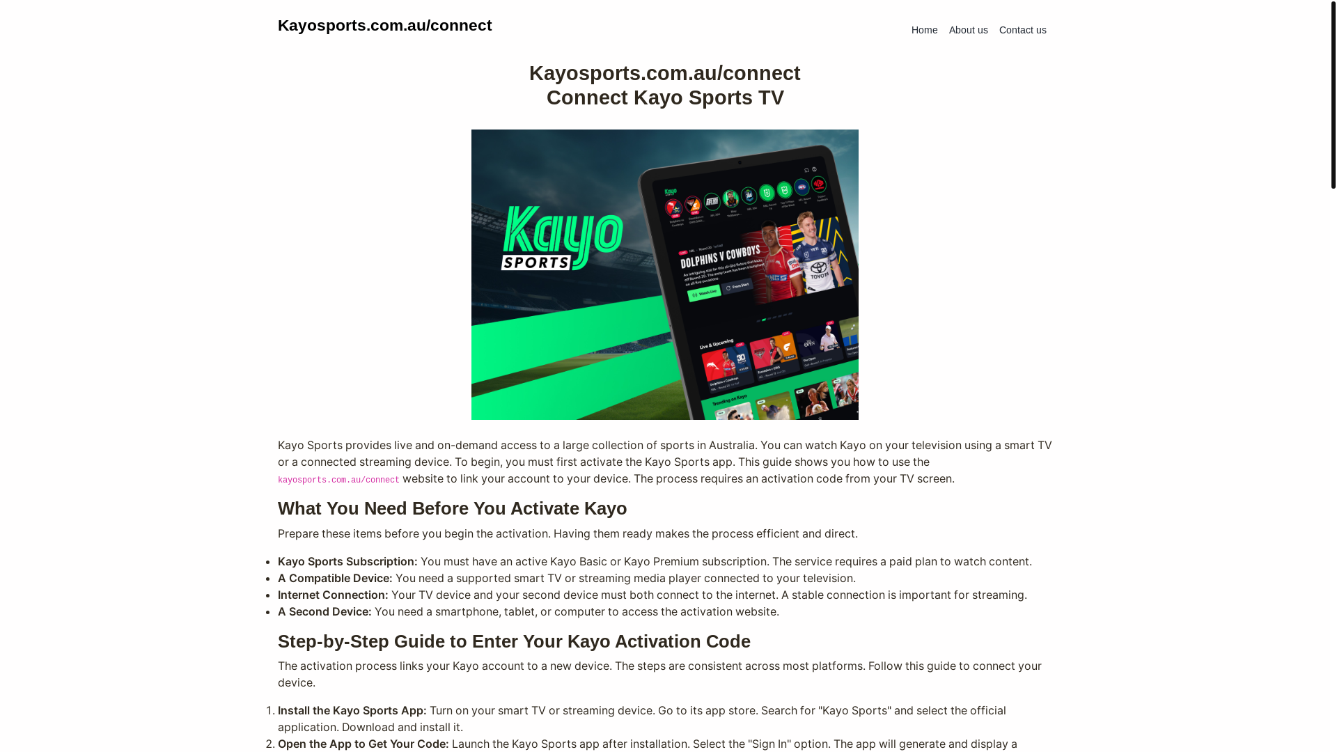 website screenshot of https://kayosports-connect.com/