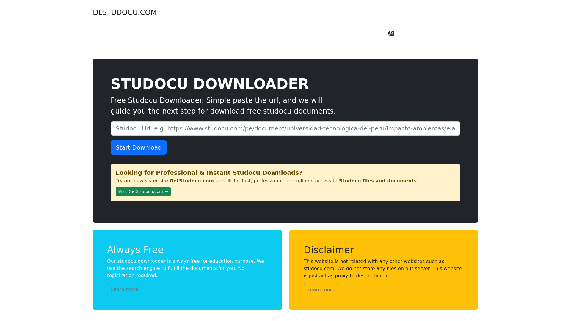 website screenshot of https://dlstudocu.com/