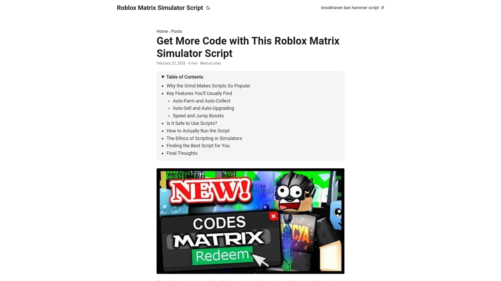 website screenshot of https://roblox-matrix-simulator-script.pages.dev/