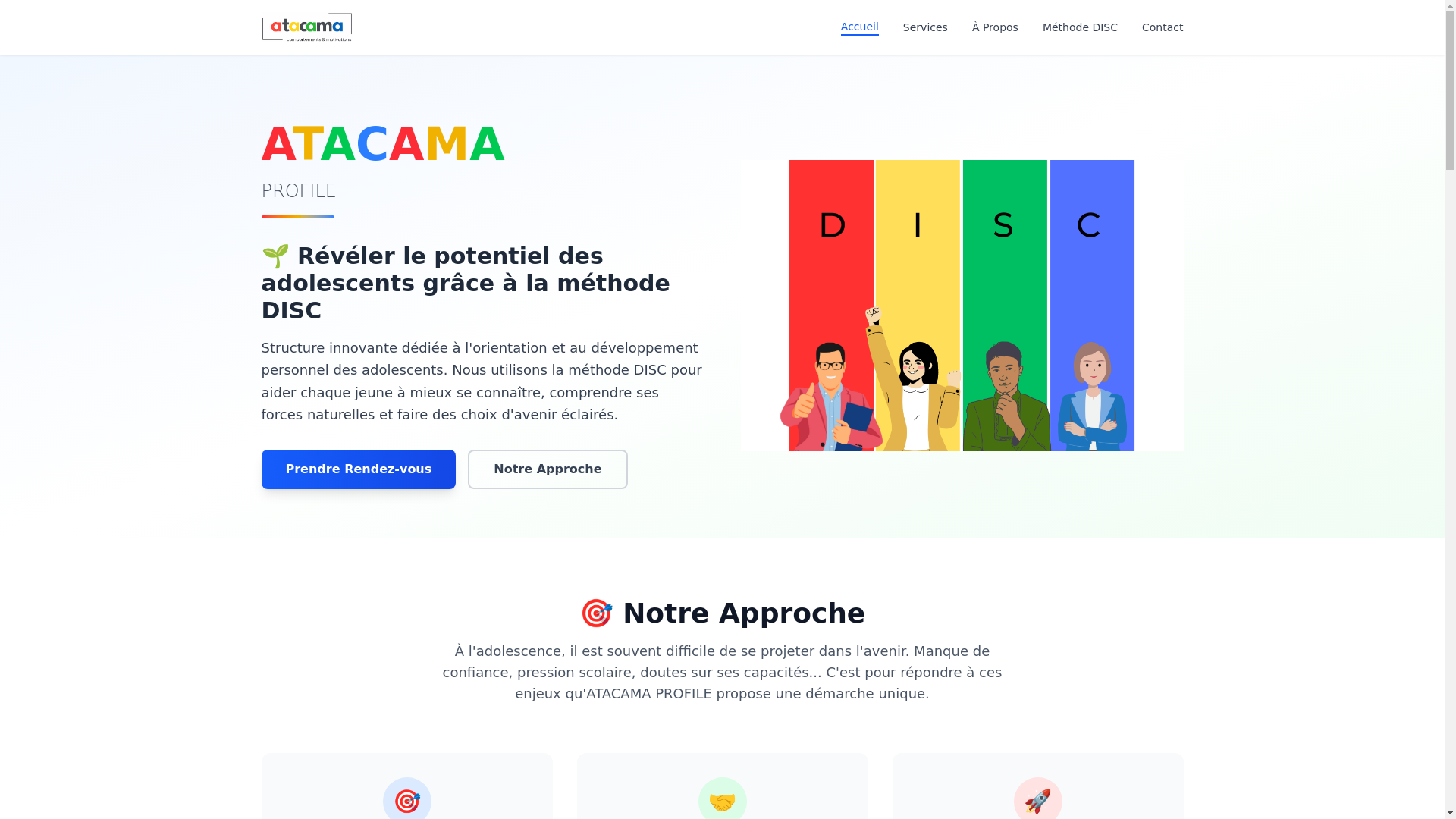 website screenshot of https://atacama-profile.fr/