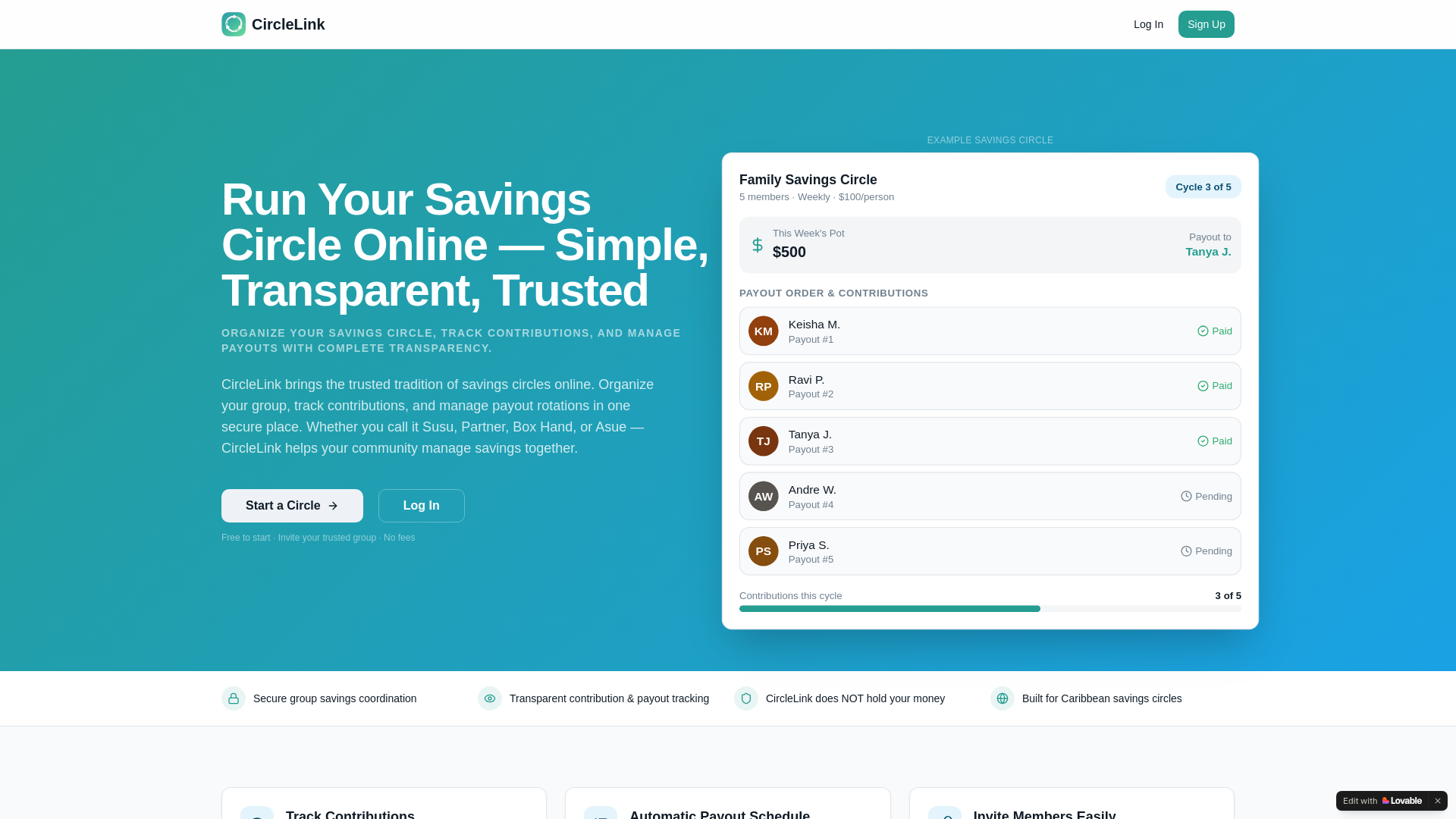 website screenshot of https://joincirclelink.com/