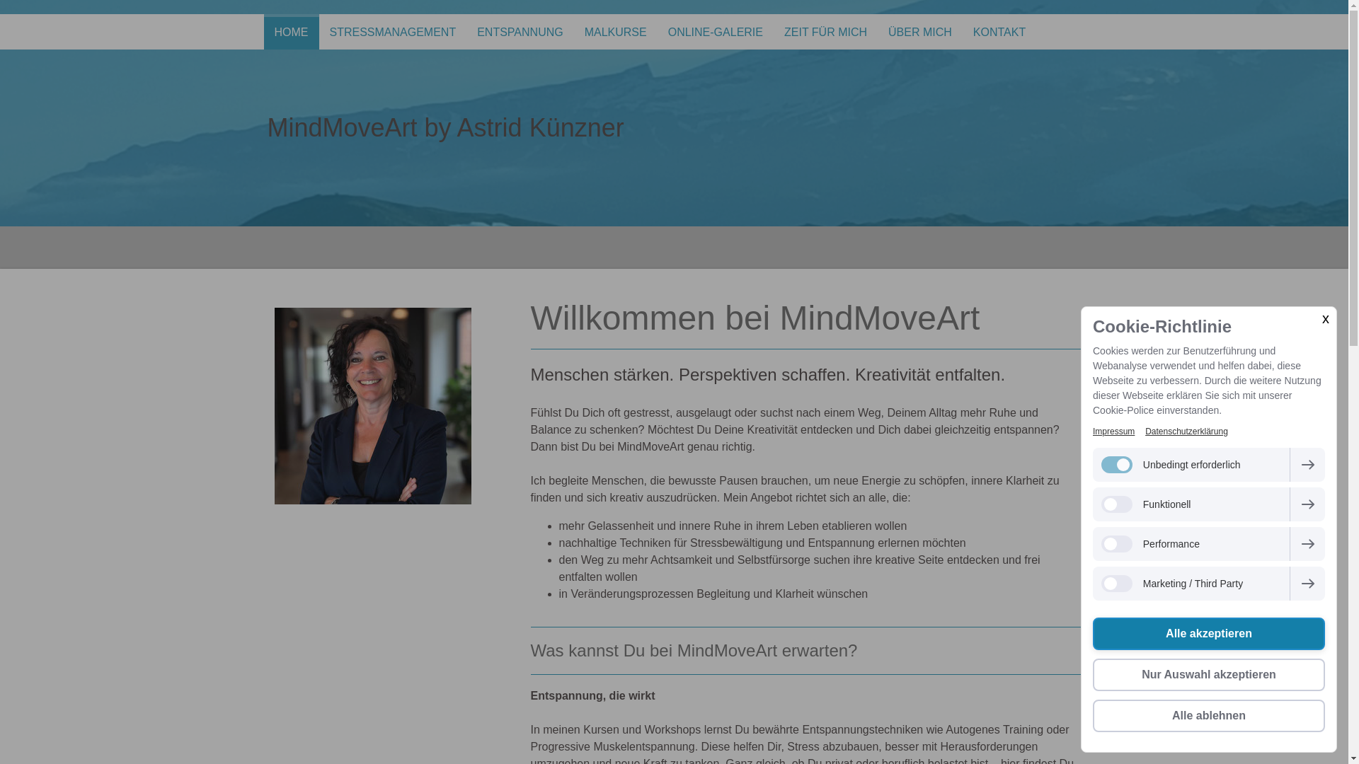 website screenshot of https://mindmoveart.de/
