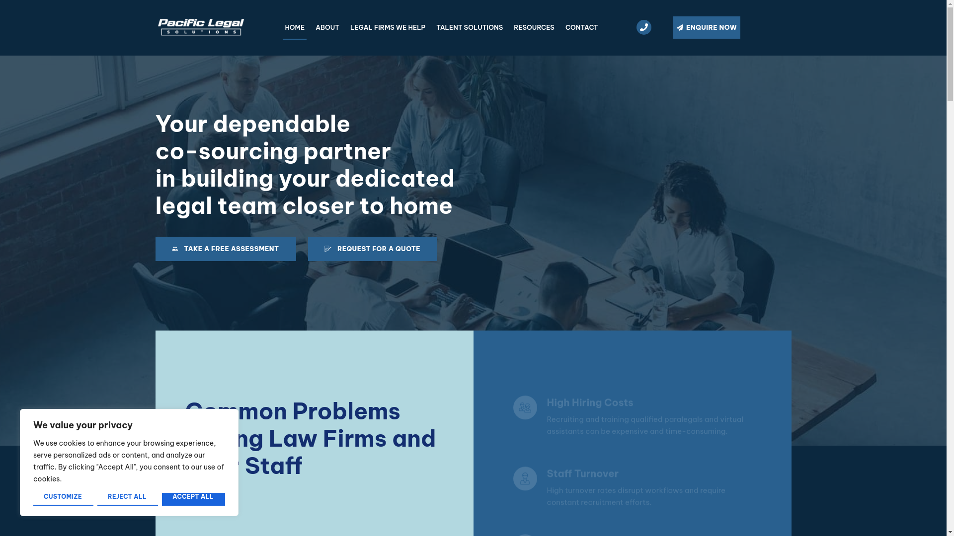website screenshot of https://workpacificoffice.com/
