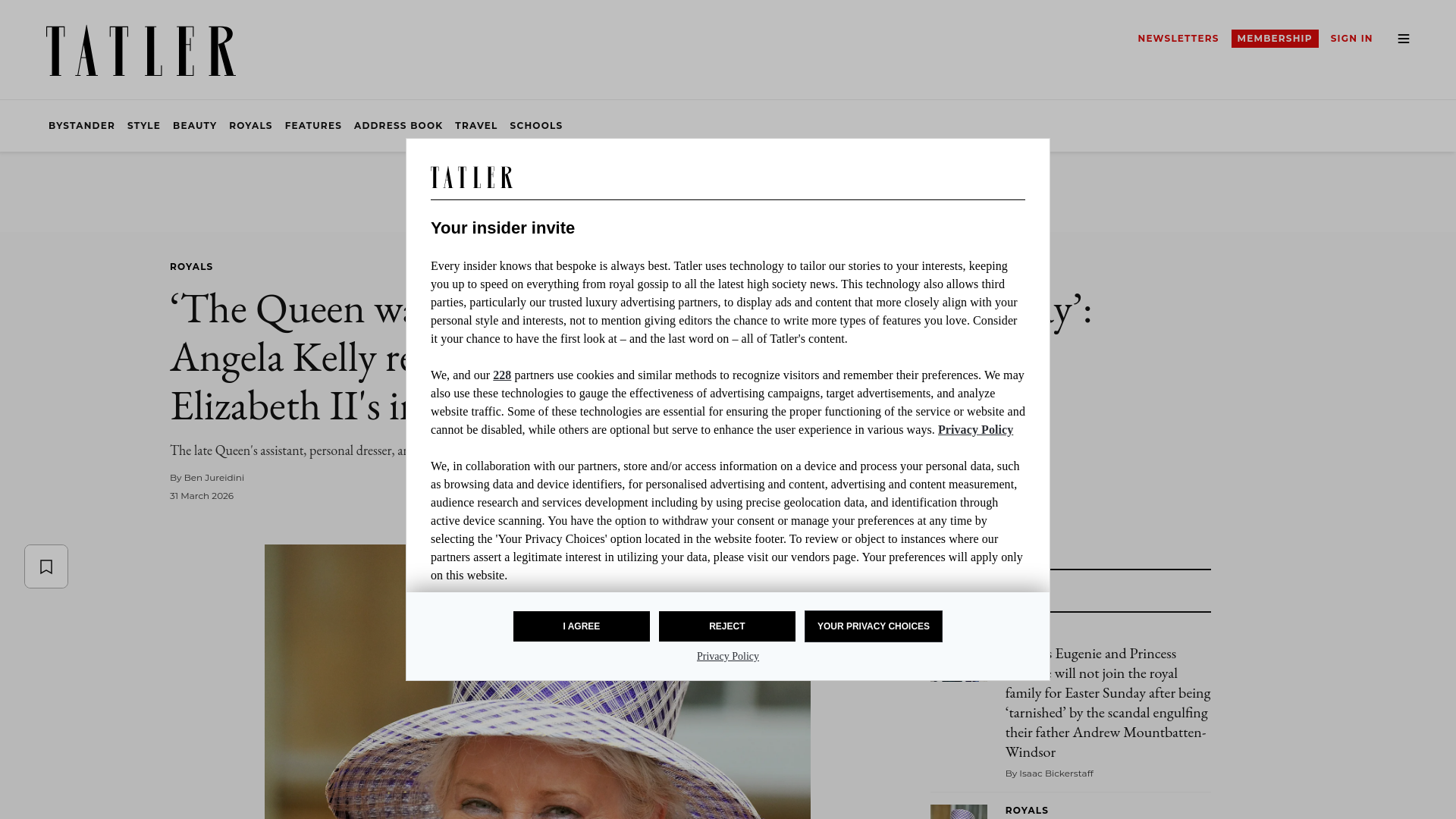website screenshot of https://www.tatler.com/article/angela-kelly-the-queen-was-my-best-friend