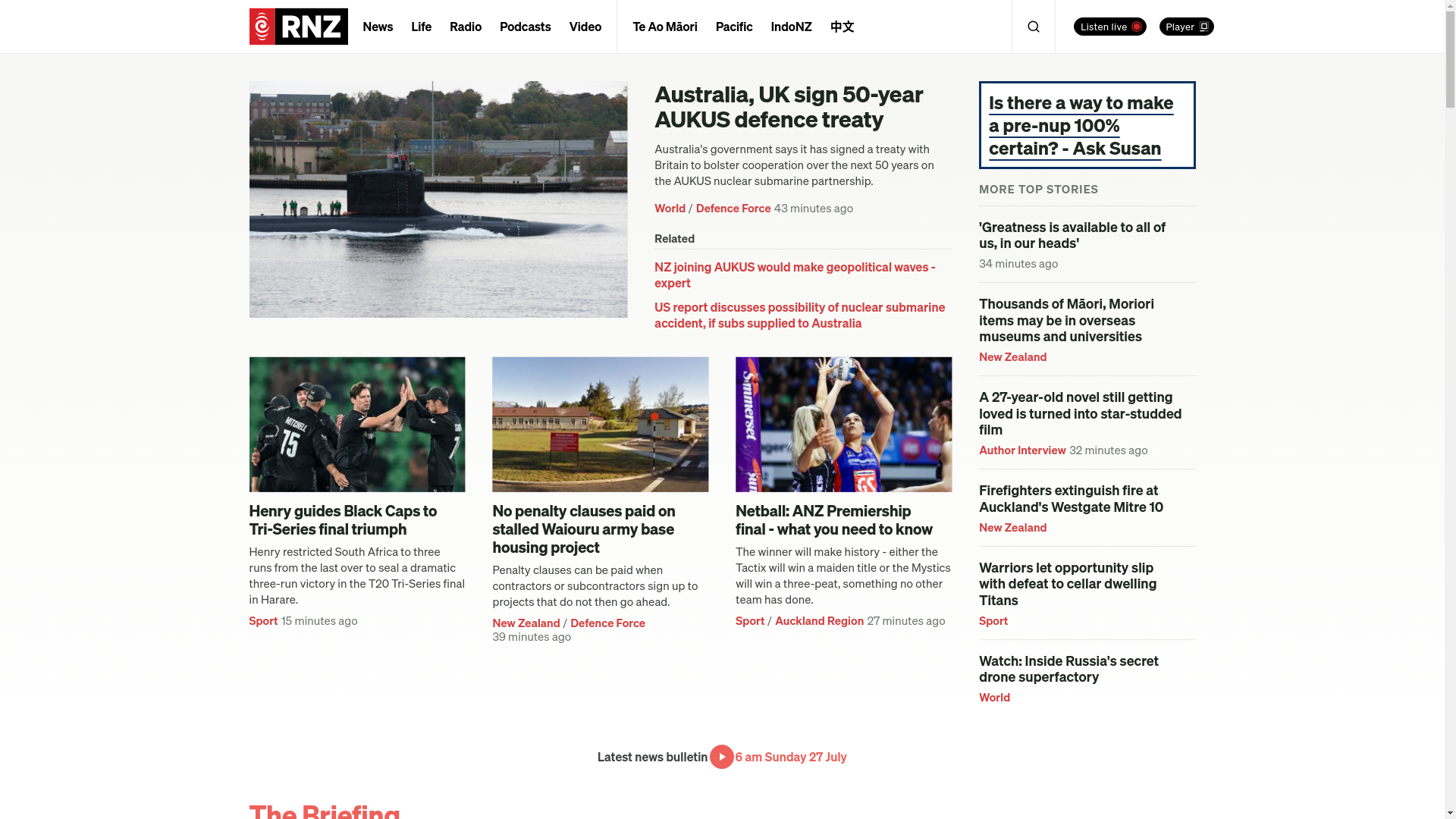 website screenshot of https://rnz.co.nz/