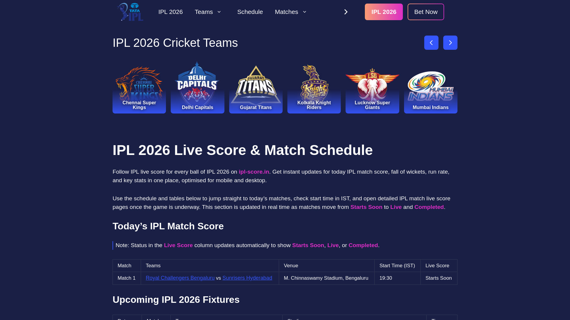 website screenshot of https://ipl-score-in.pages.dev/