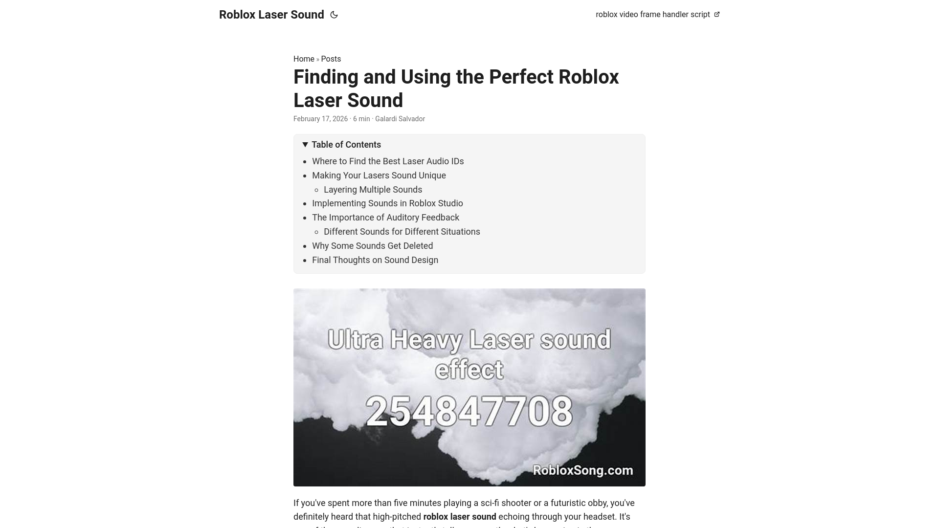 website screenshot of https://roblox-laser-sound.pages.dev/