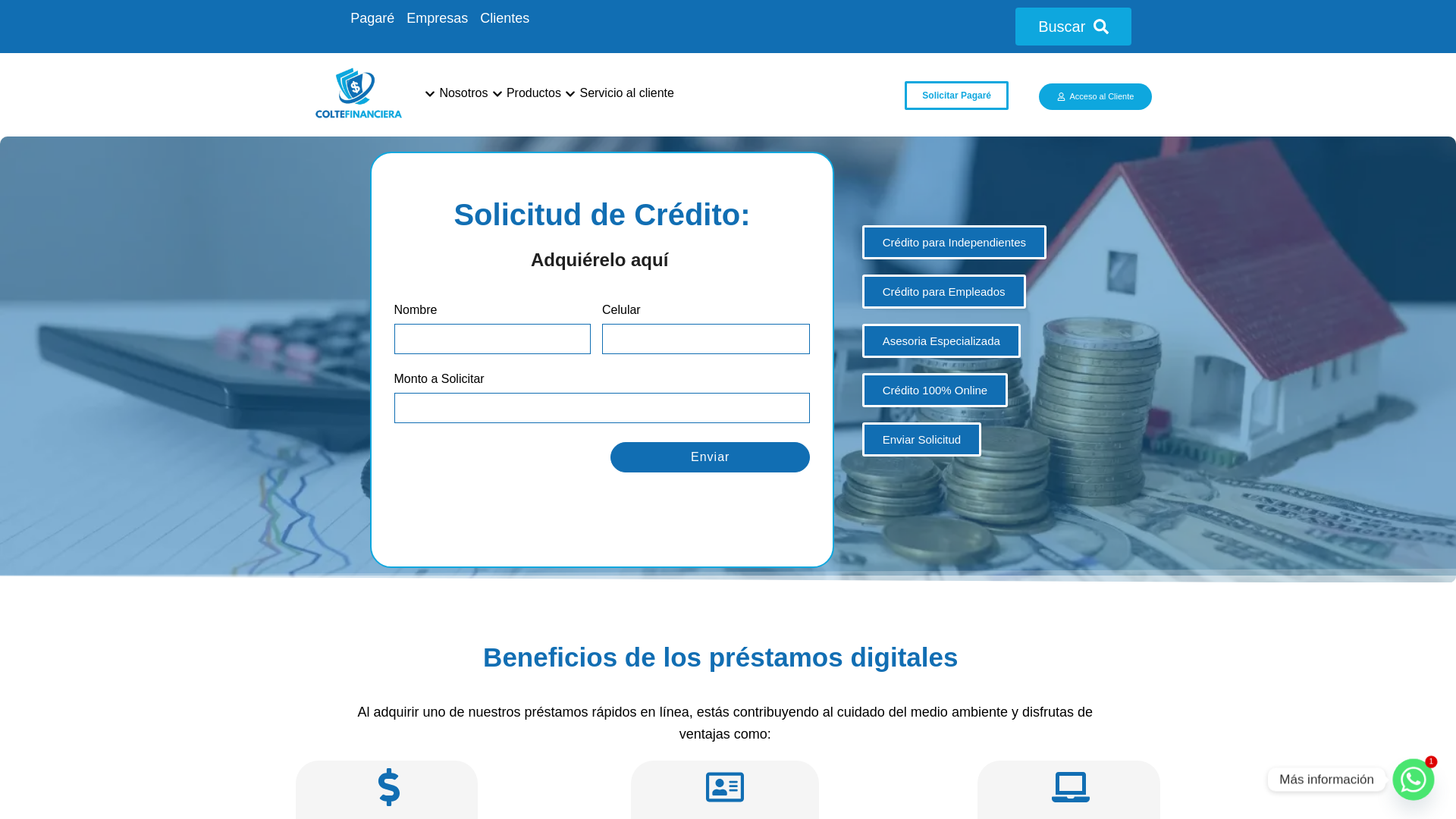 website screenshot of https://coltefinanciera.online/