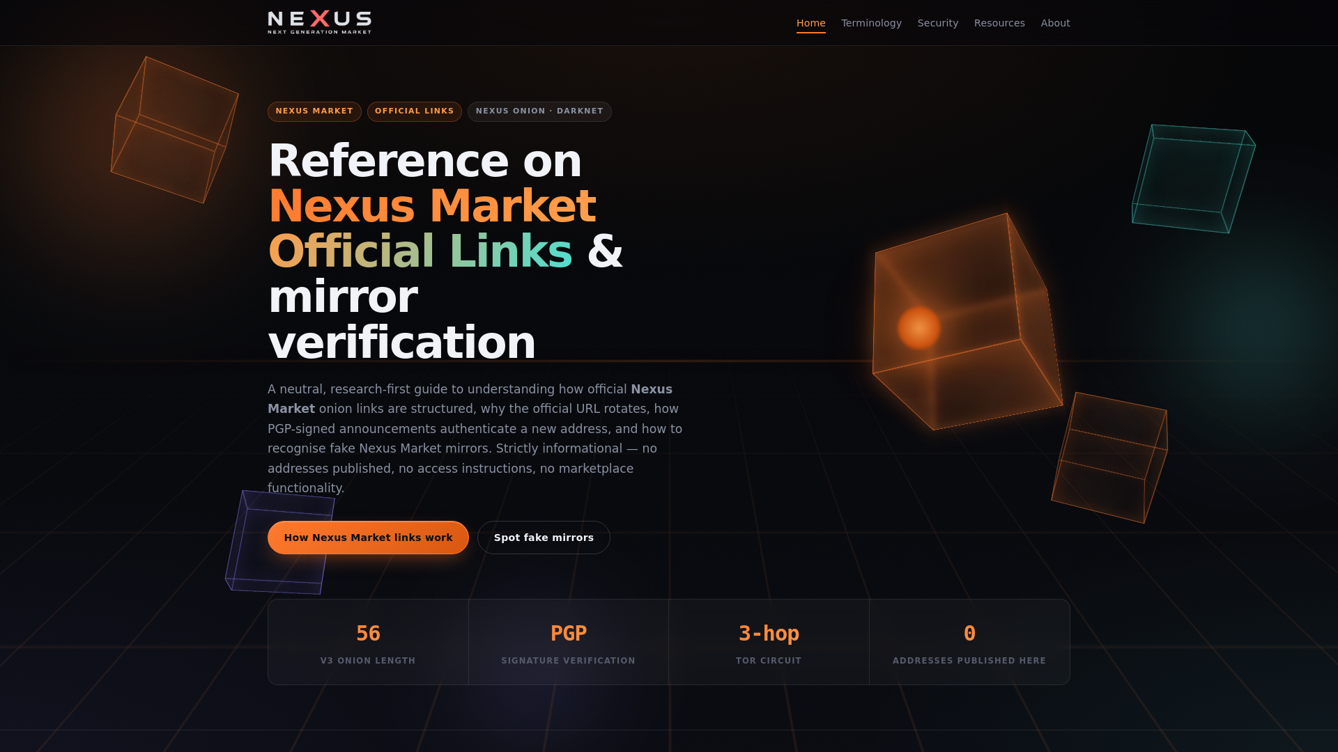 website screenshot of https://nexusoniondark.live