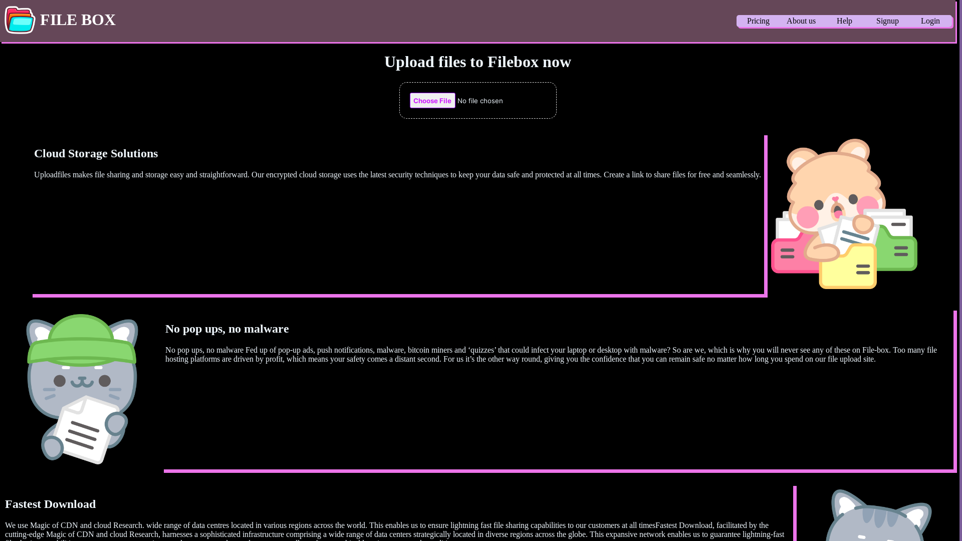 website screenshot of https://filebox-frontend.pages.dev/