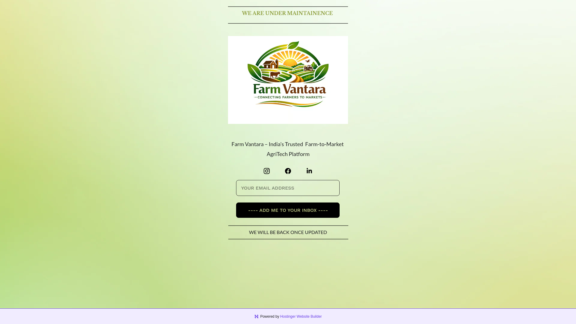 website screenshot of https://farmvantara.shop/