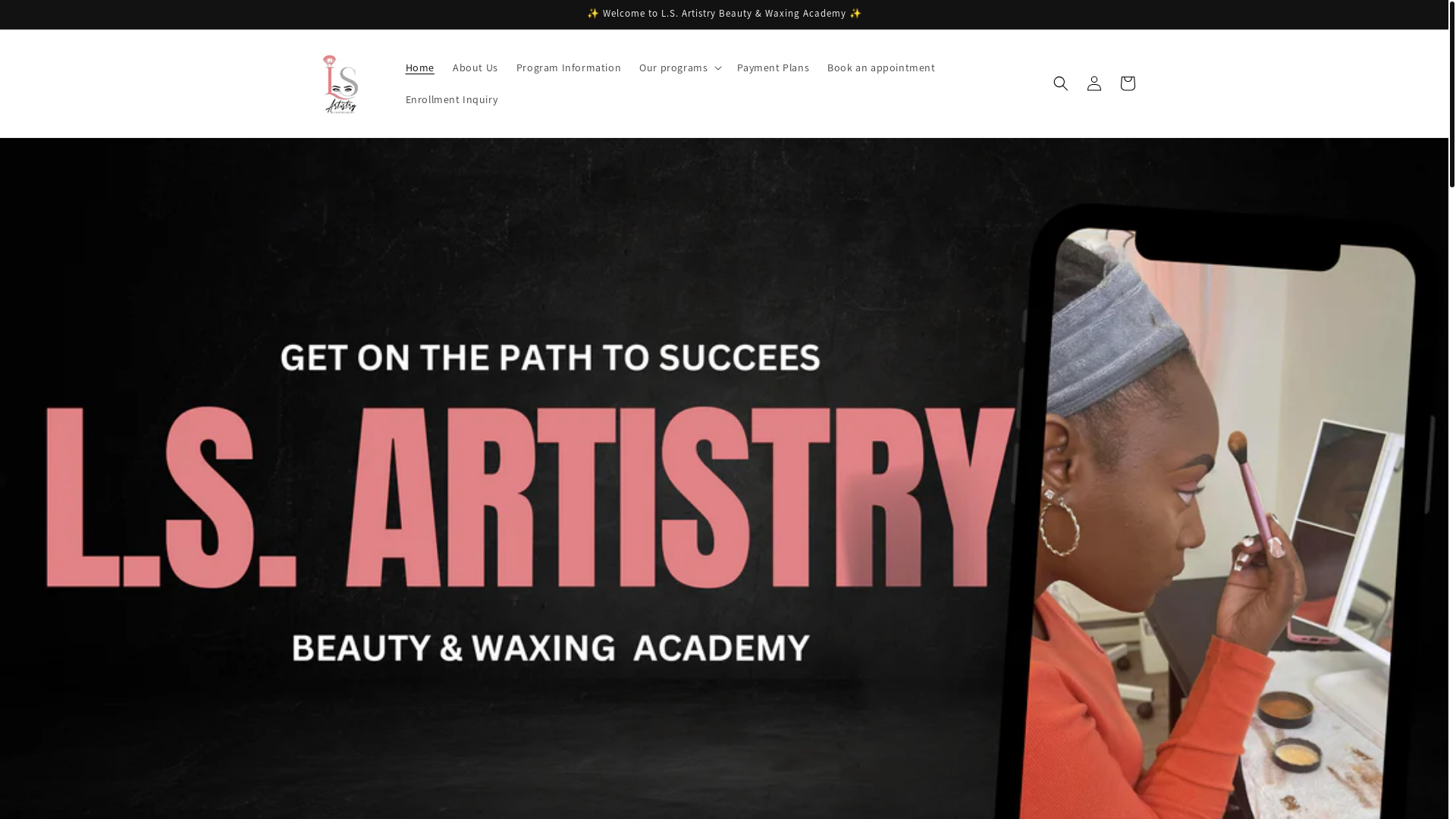 website screenshot of https://lsartistrybeauty.com/