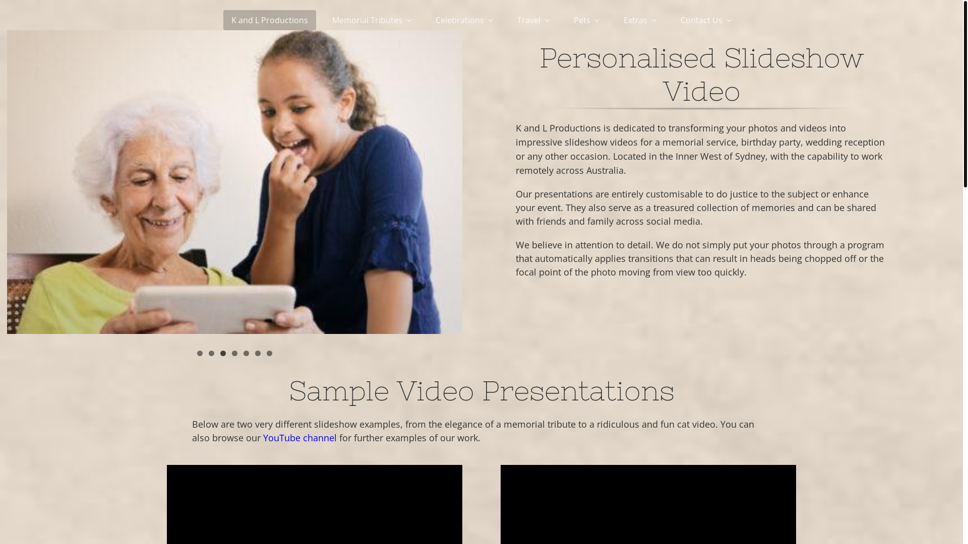 website screenshot of https://kandlproductions.online/
