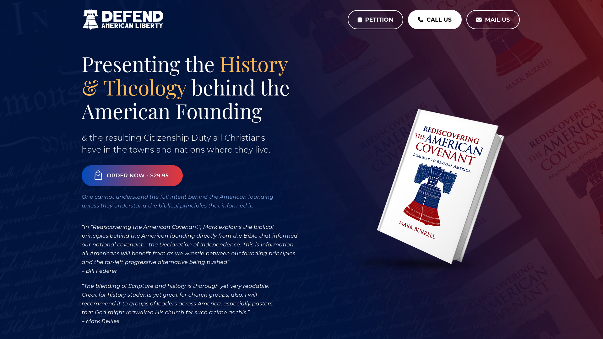 website screenshot of https://defendamericanliberty.com/