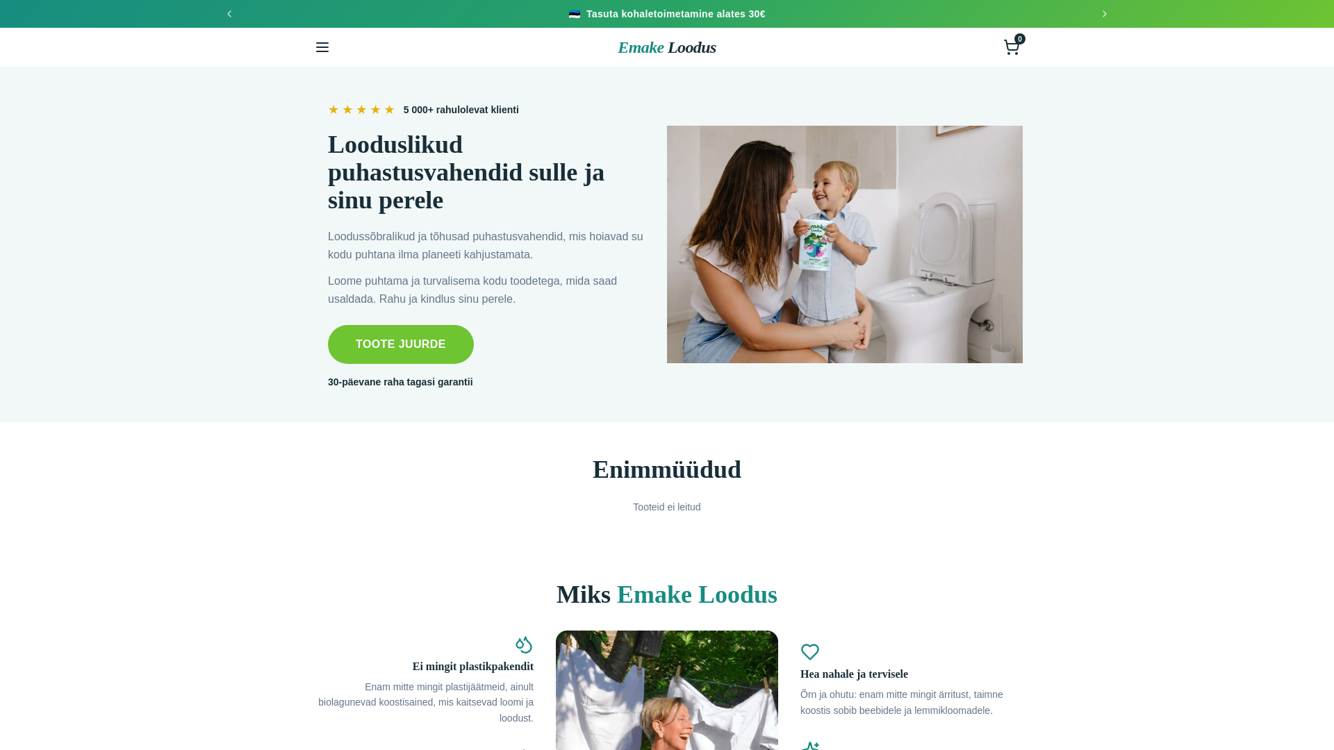 website screenshot of https://emakeloodus.ee/