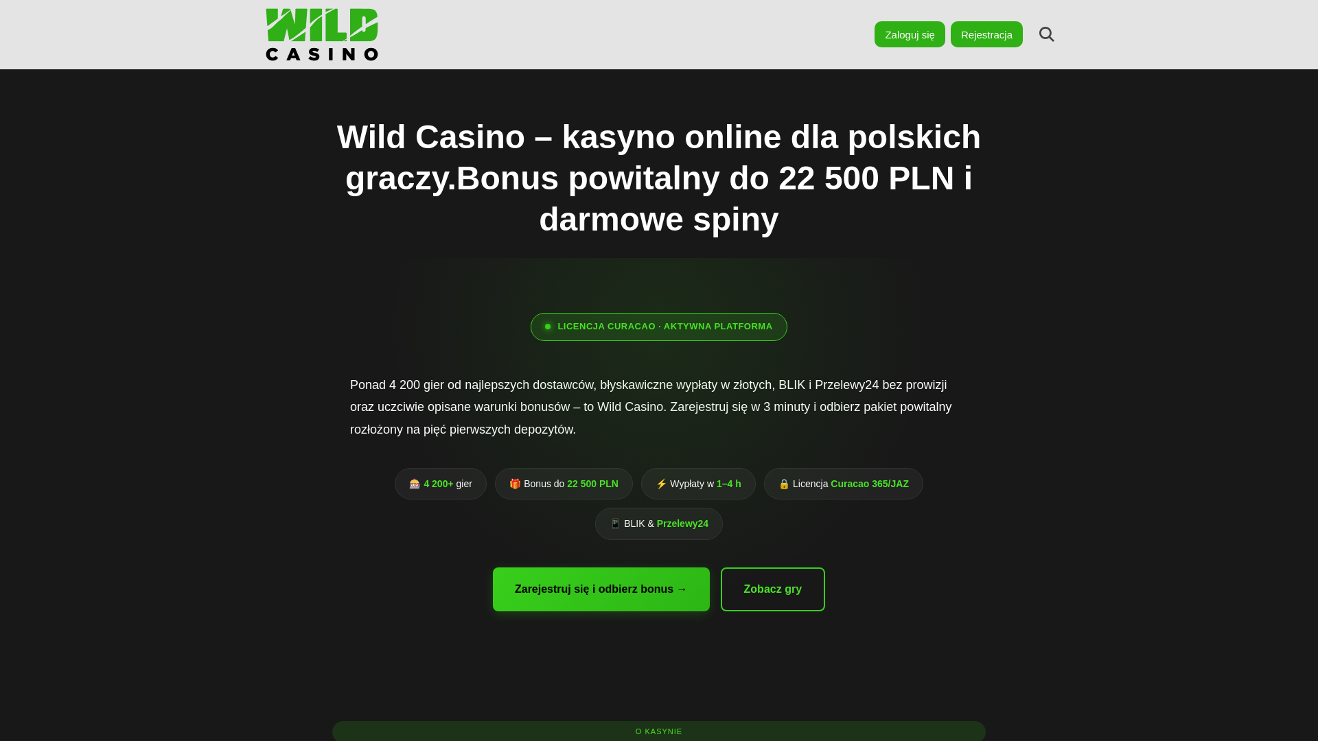 website screenshot of https://wildcasinos-pl.com/