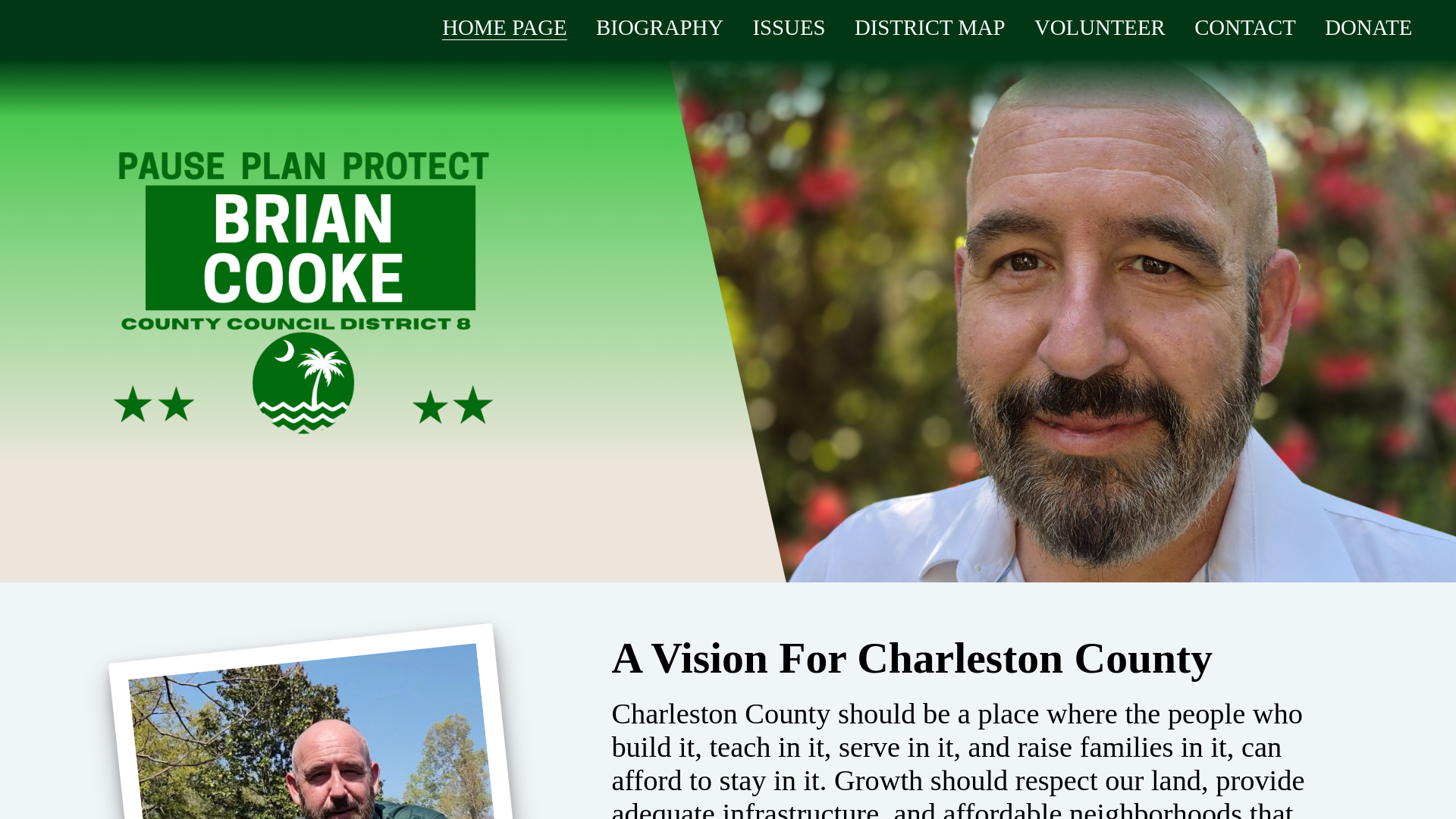 website screenshot of https://briancookeforcharlestoncounty.com/