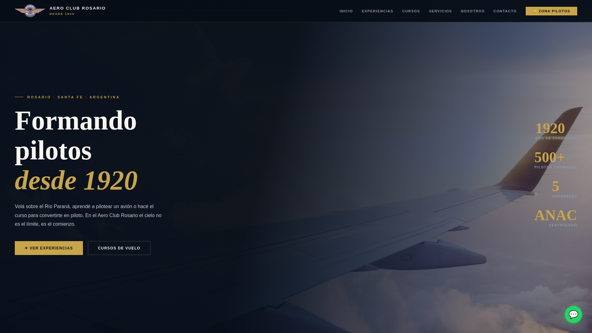 website screenshot of https://aeroclubrosario.com.ar/