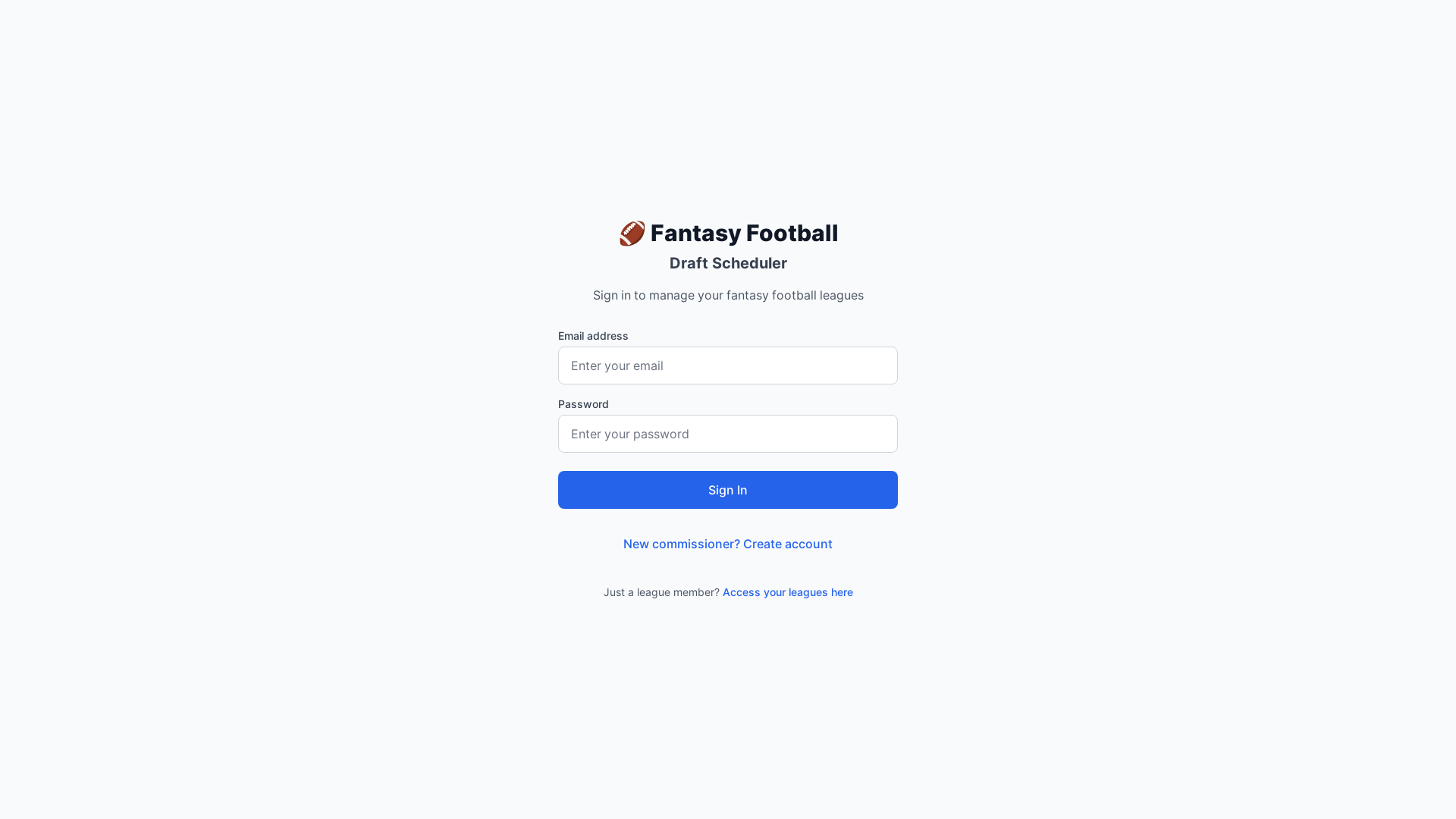 website screenshot of https://fantasydraftscheduler.com/