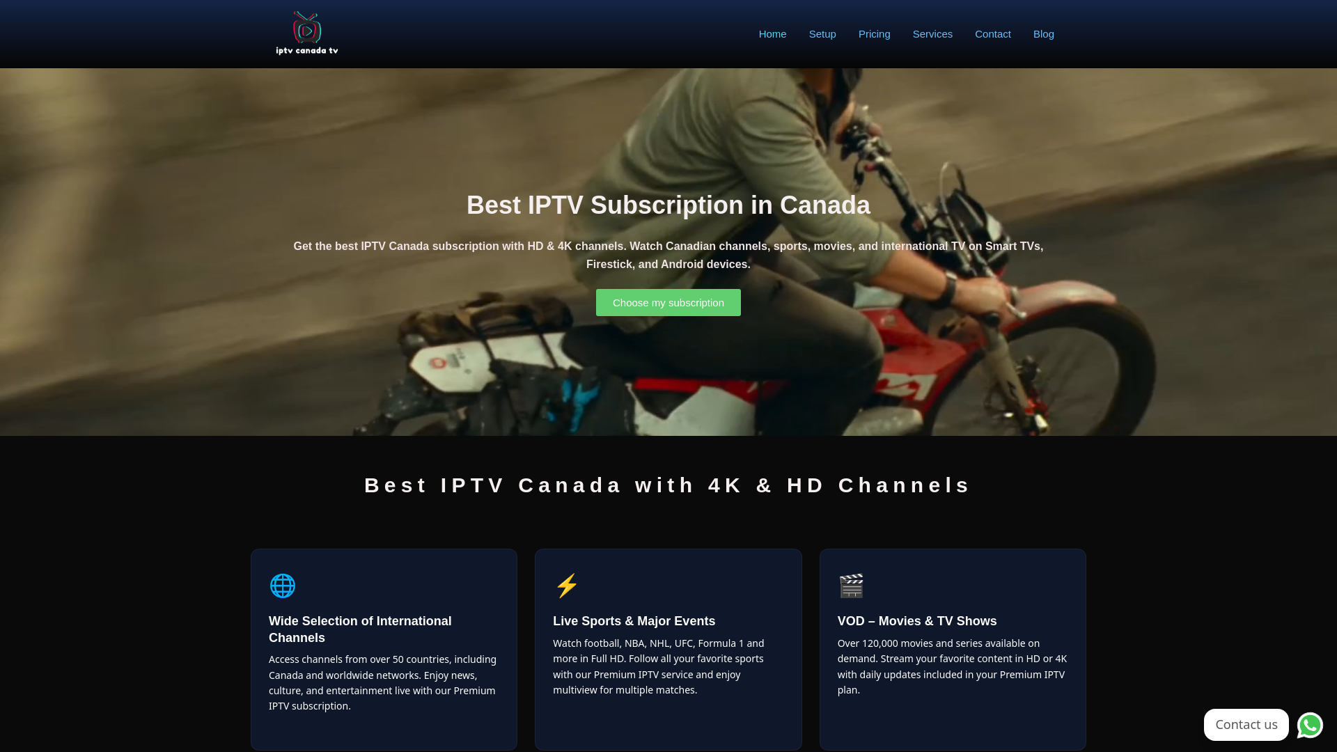 website screenshot of https://eliteiptvcanada.ca/