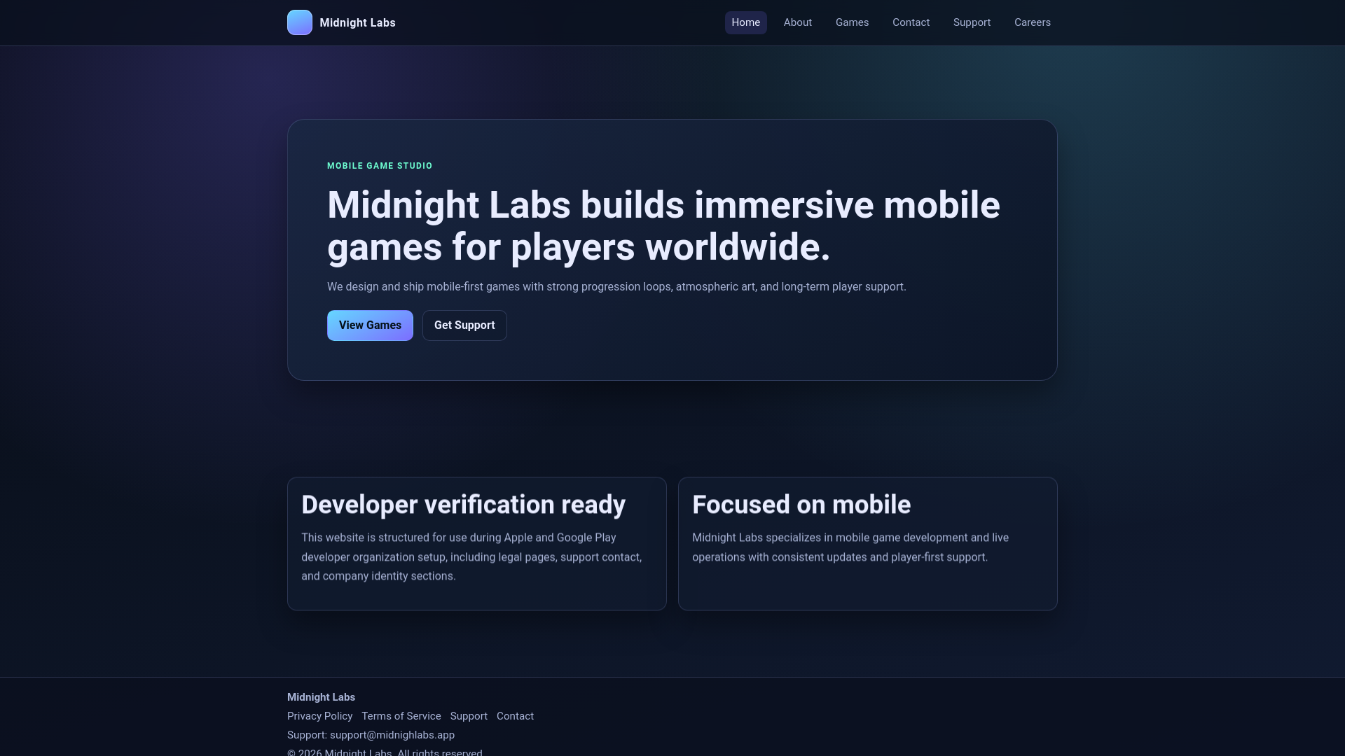 website screenshot of https://midnightlabs.app/