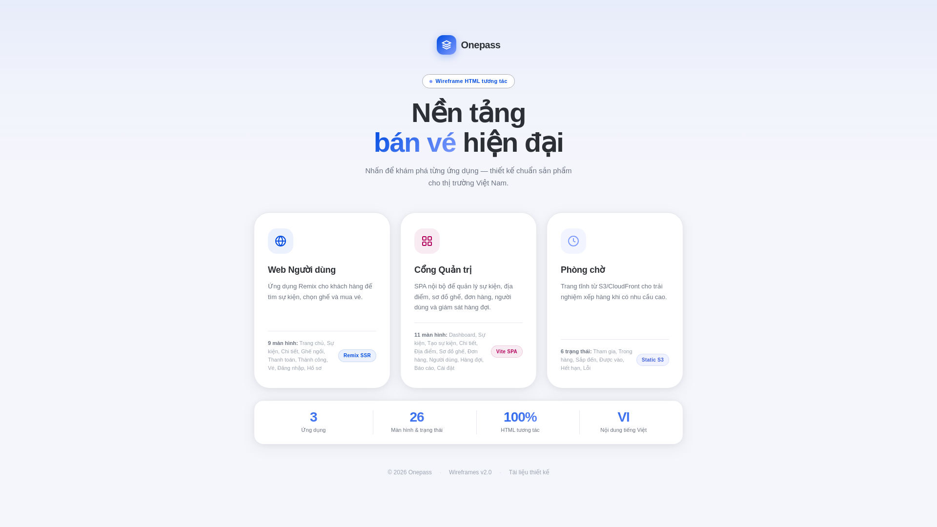 website screenshot of https://onepass-wireframes.pages.dev/