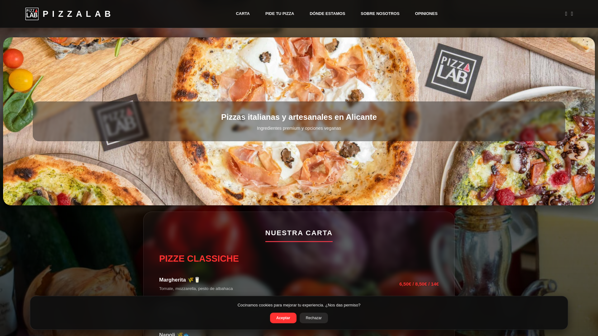 website screenshot of https://pizzalabalicante.es