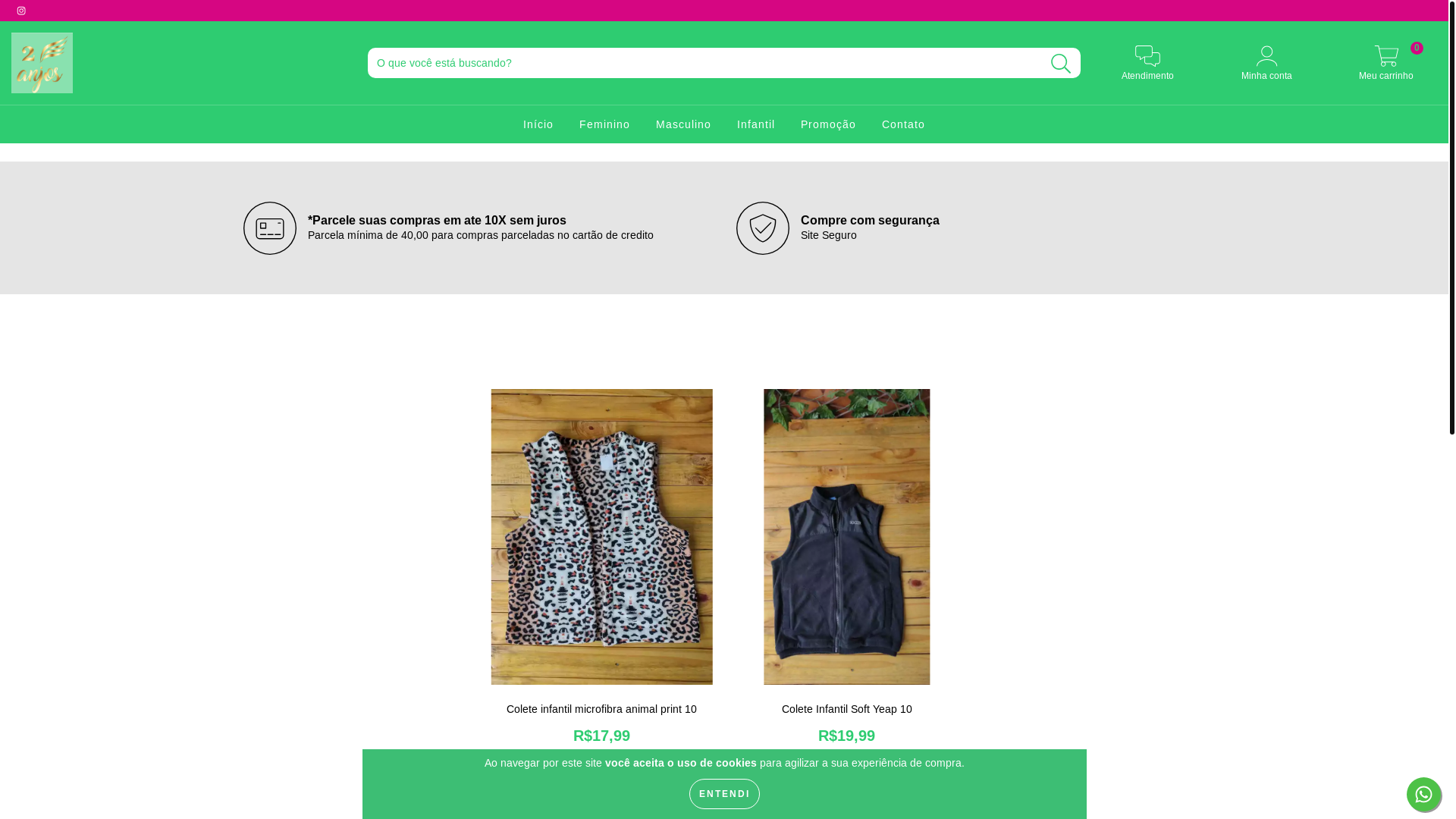 website screenshot of https://comercialdoisanjos.com.br/