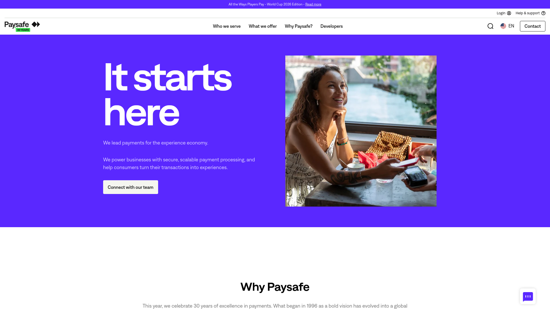 website screenshot of https://www2.paysafe.com/
