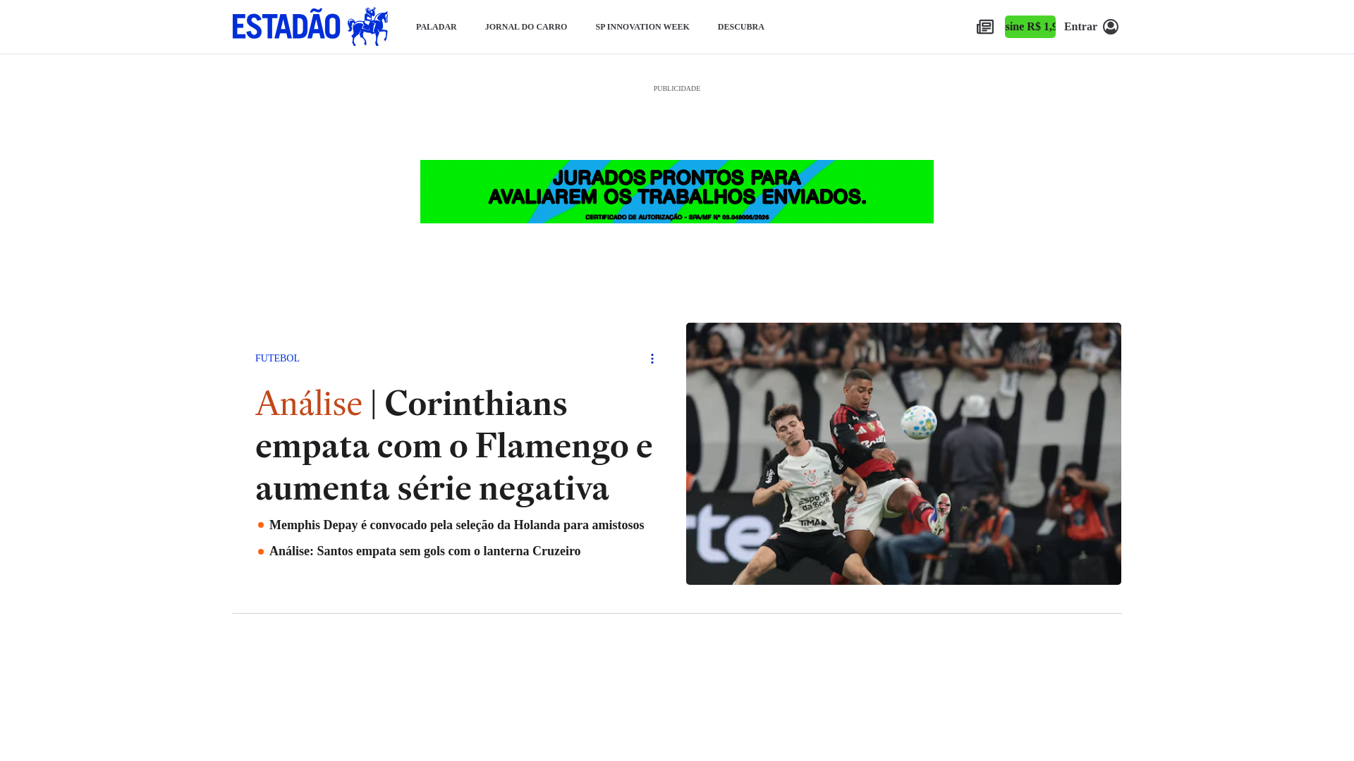 website screenshot of https://www.estadao.com.br