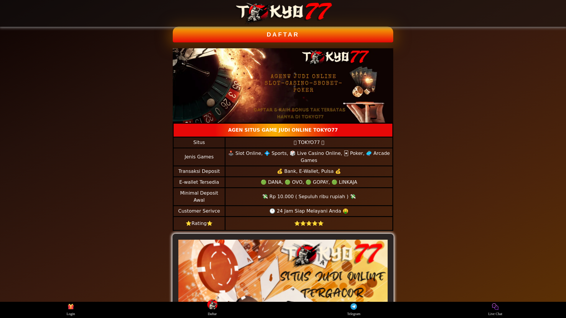 website screenshot of https://tokyo77-gacor-no-1.pages.dev/