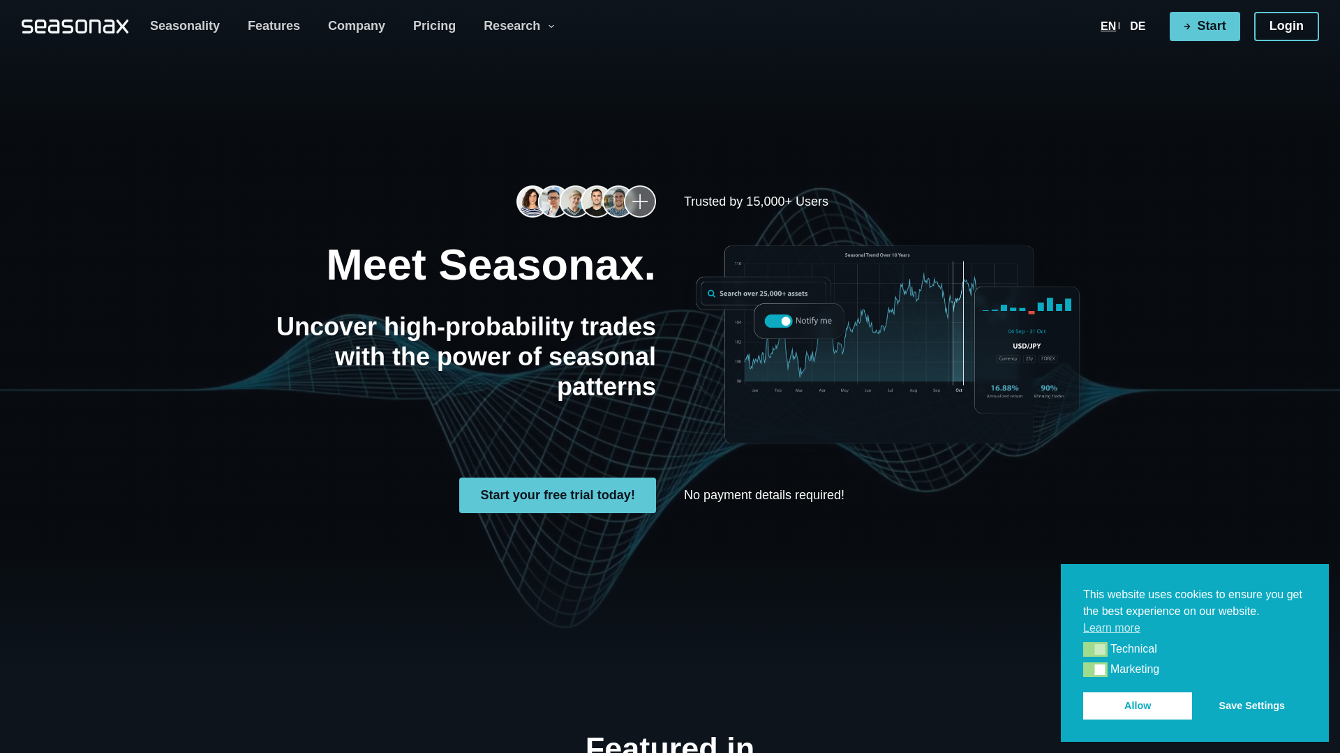 website screenshot of https://www.seasonax.com