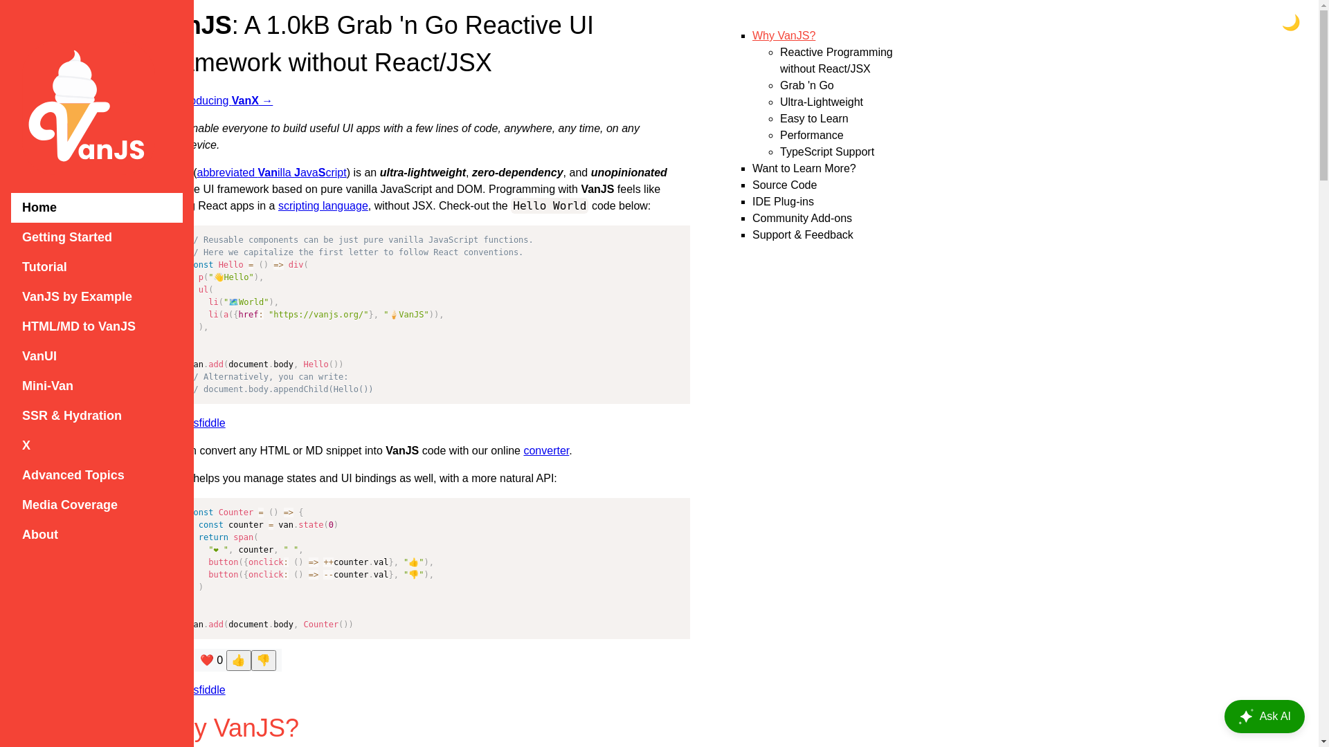 website screenshot of https://vanjs.pages.dev/
