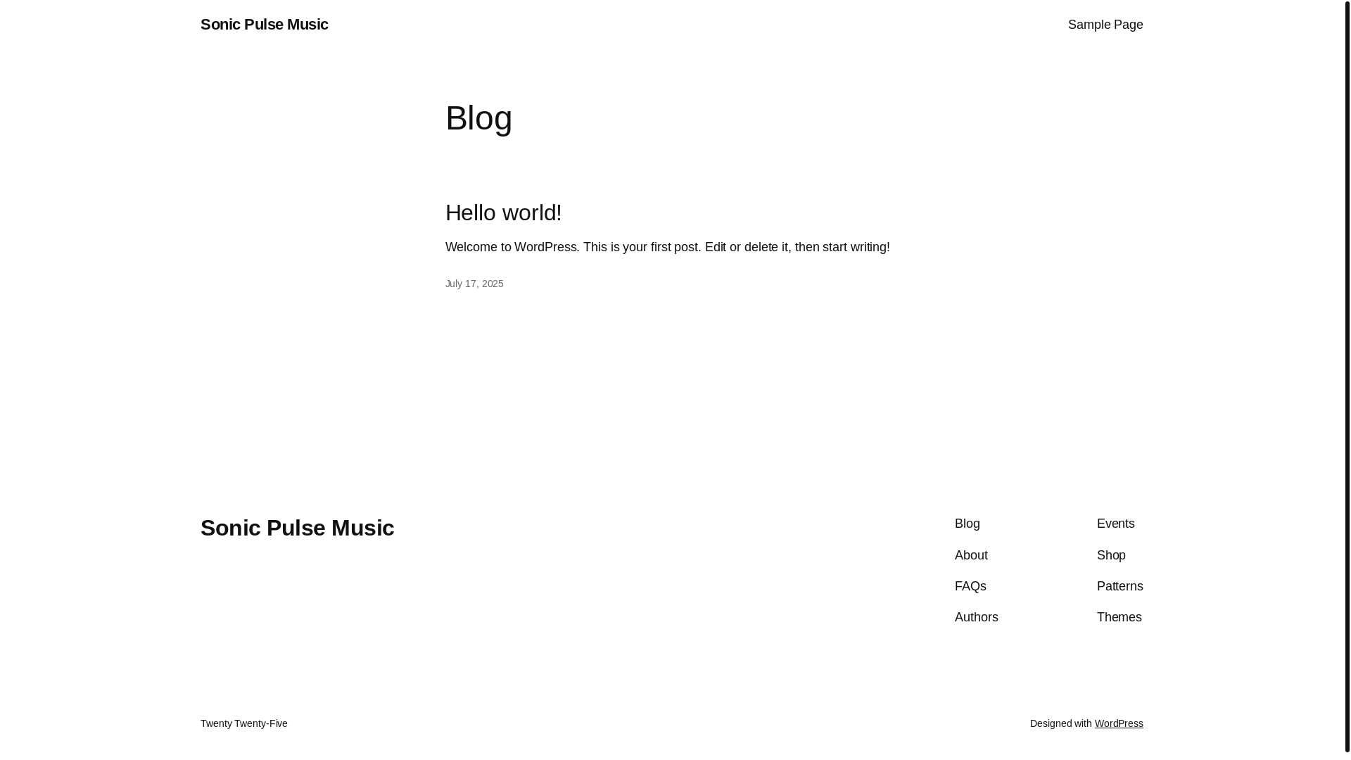 website screenshot of https://sonicpulsemusic.co.za/