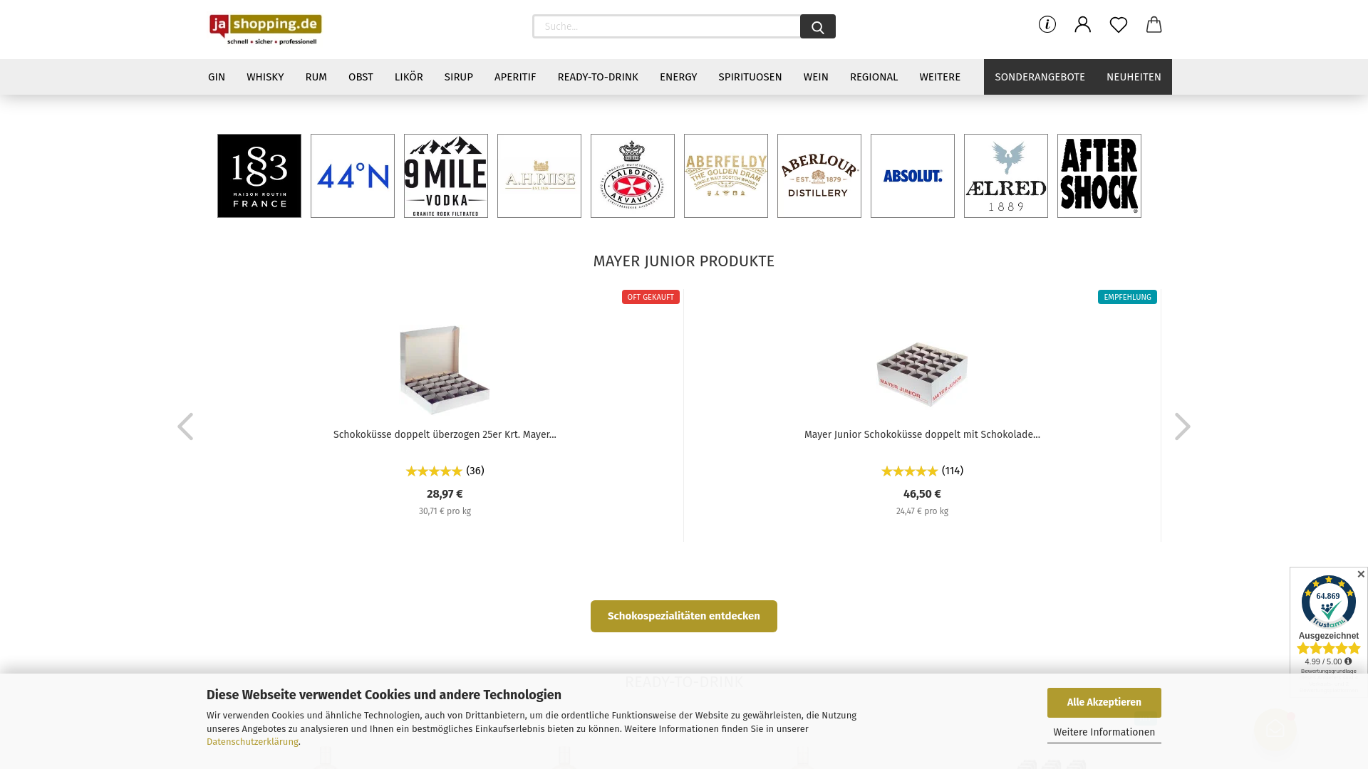 website screenshot of https://jashopping.de