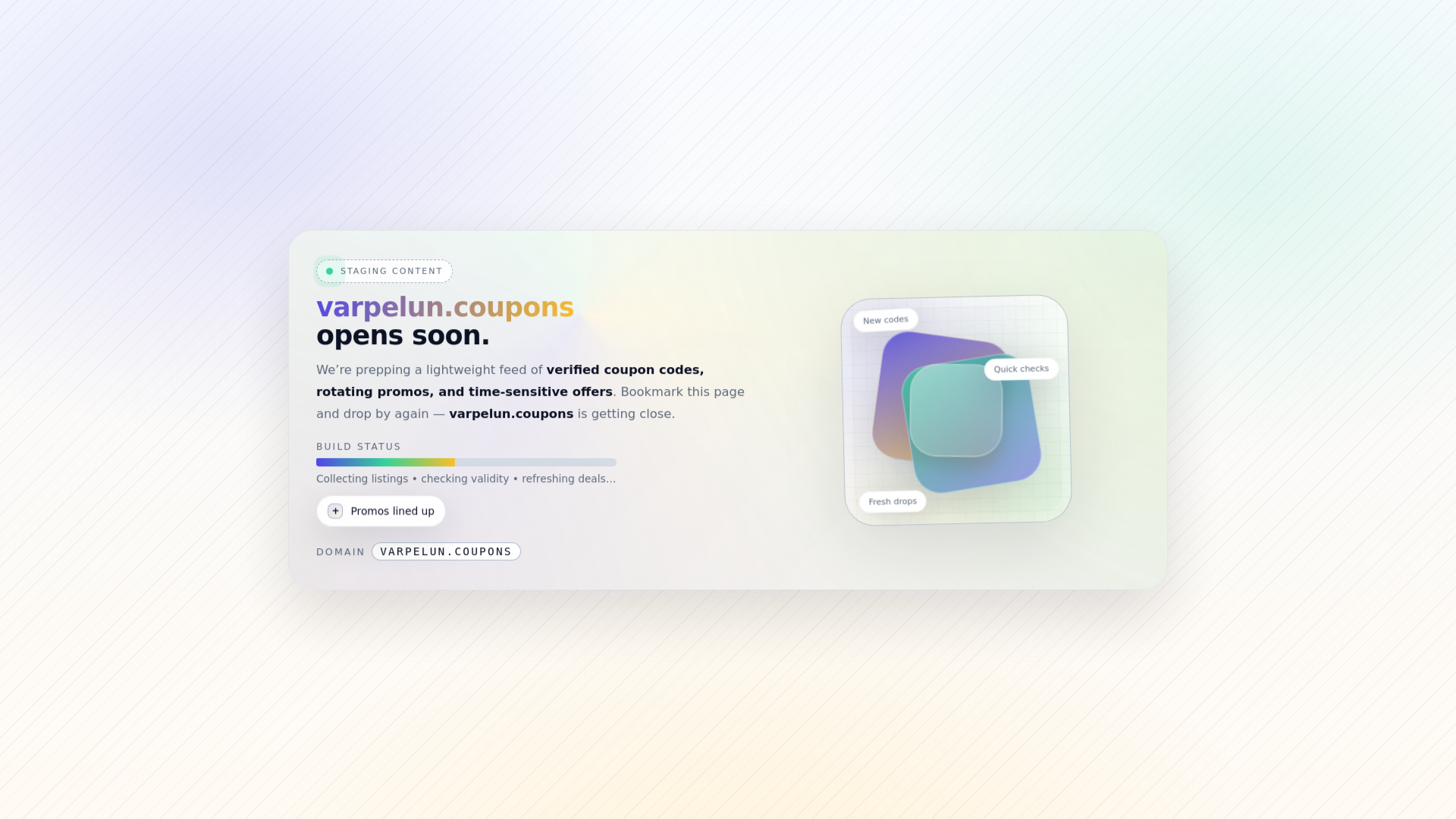 website screenshot of https://varpelun.coupons/