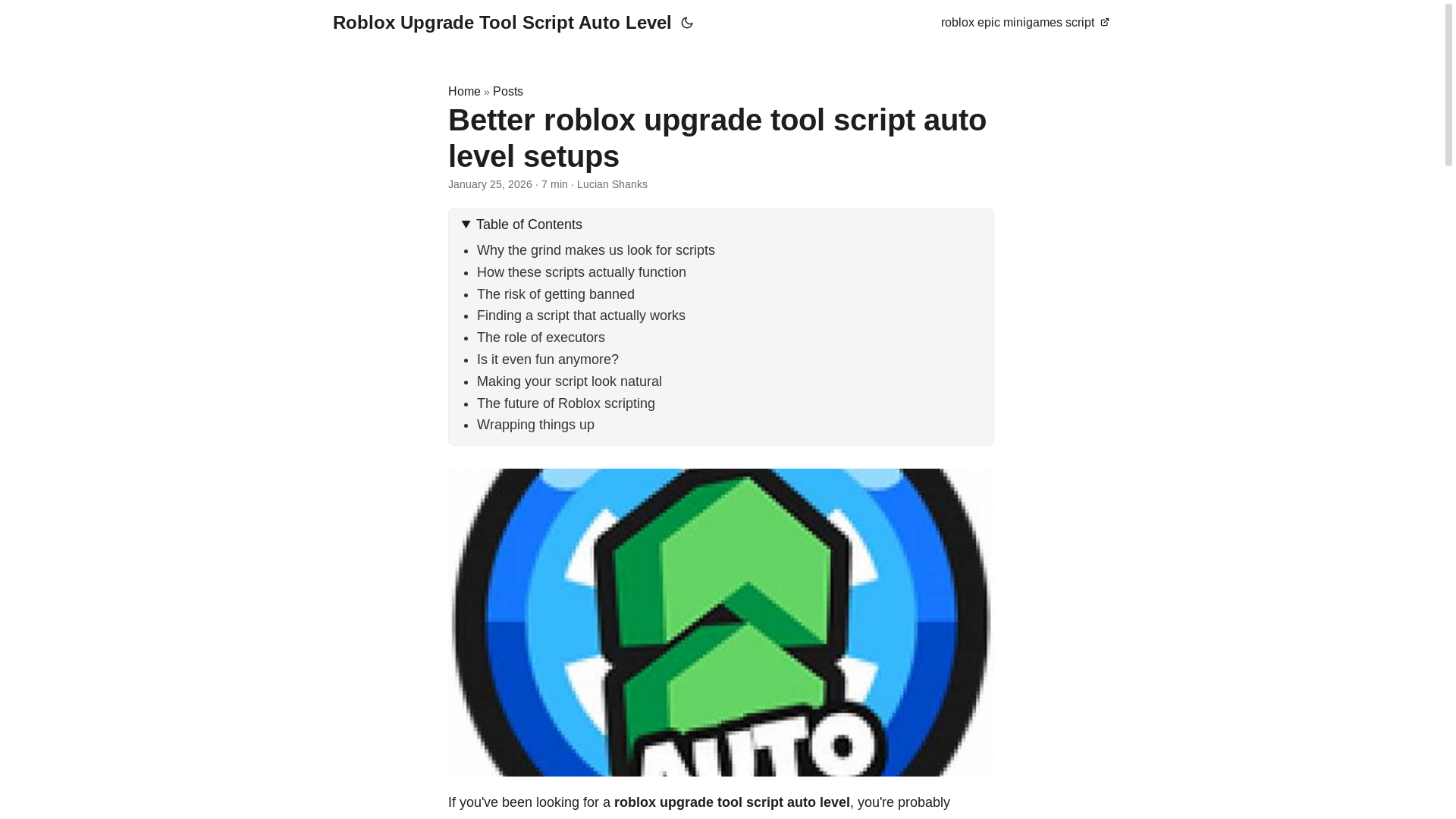 website screenshot of https://roblox-upgrade-tool-script-auto-level.pages.dev/