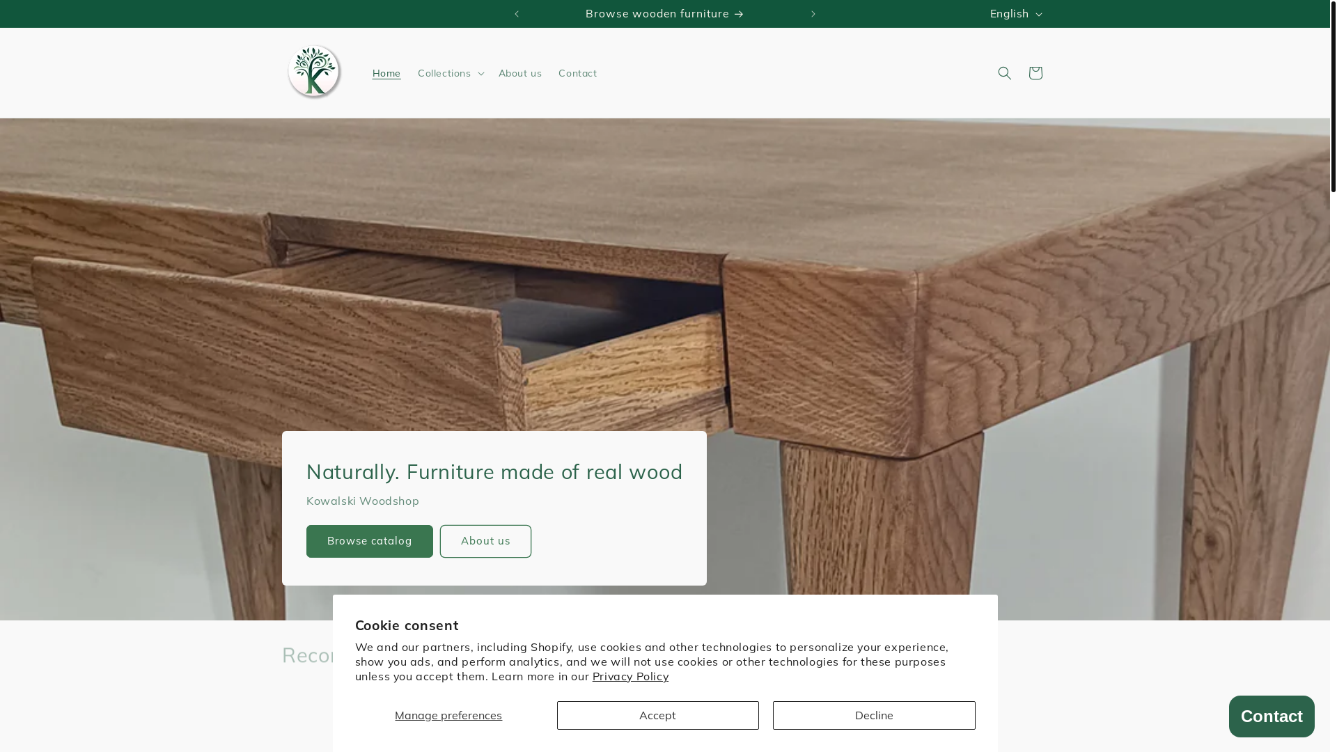 website screenshot of https://biurka-drewniane.pl/