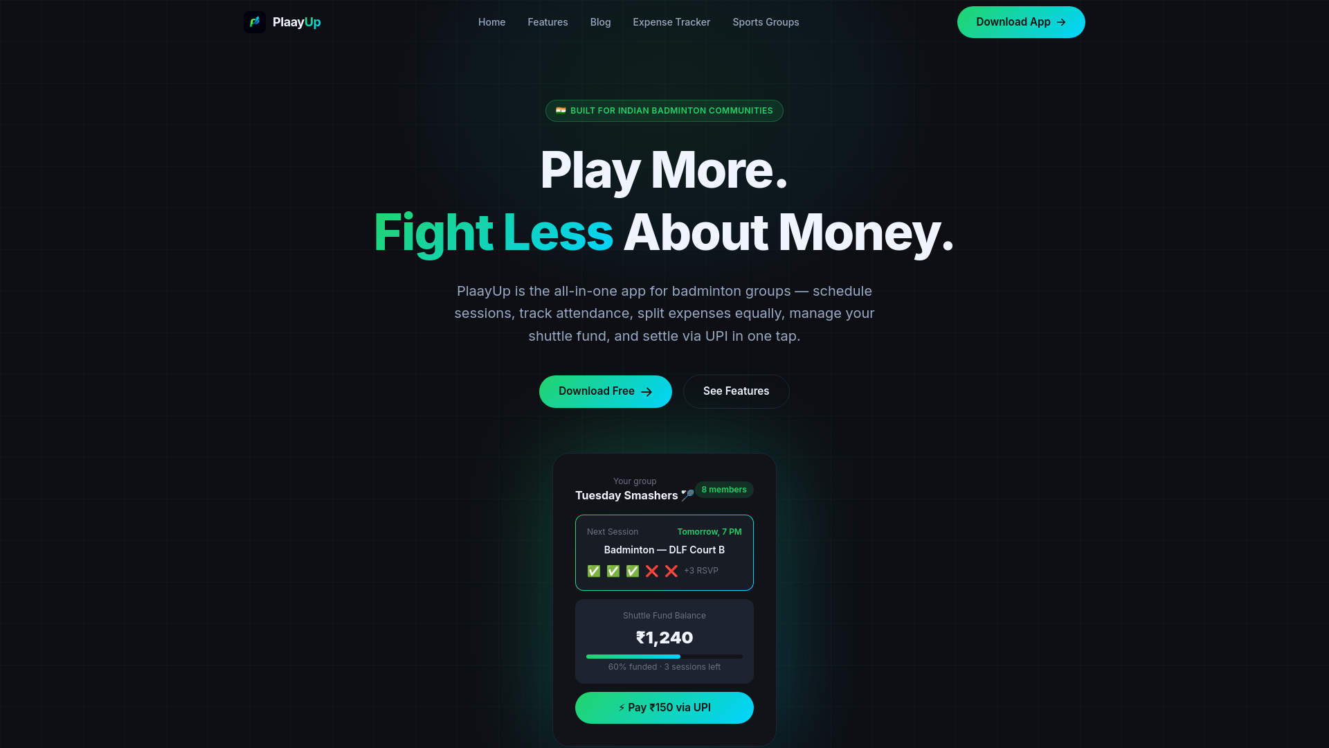 website screenshot of https://plaayup.com/