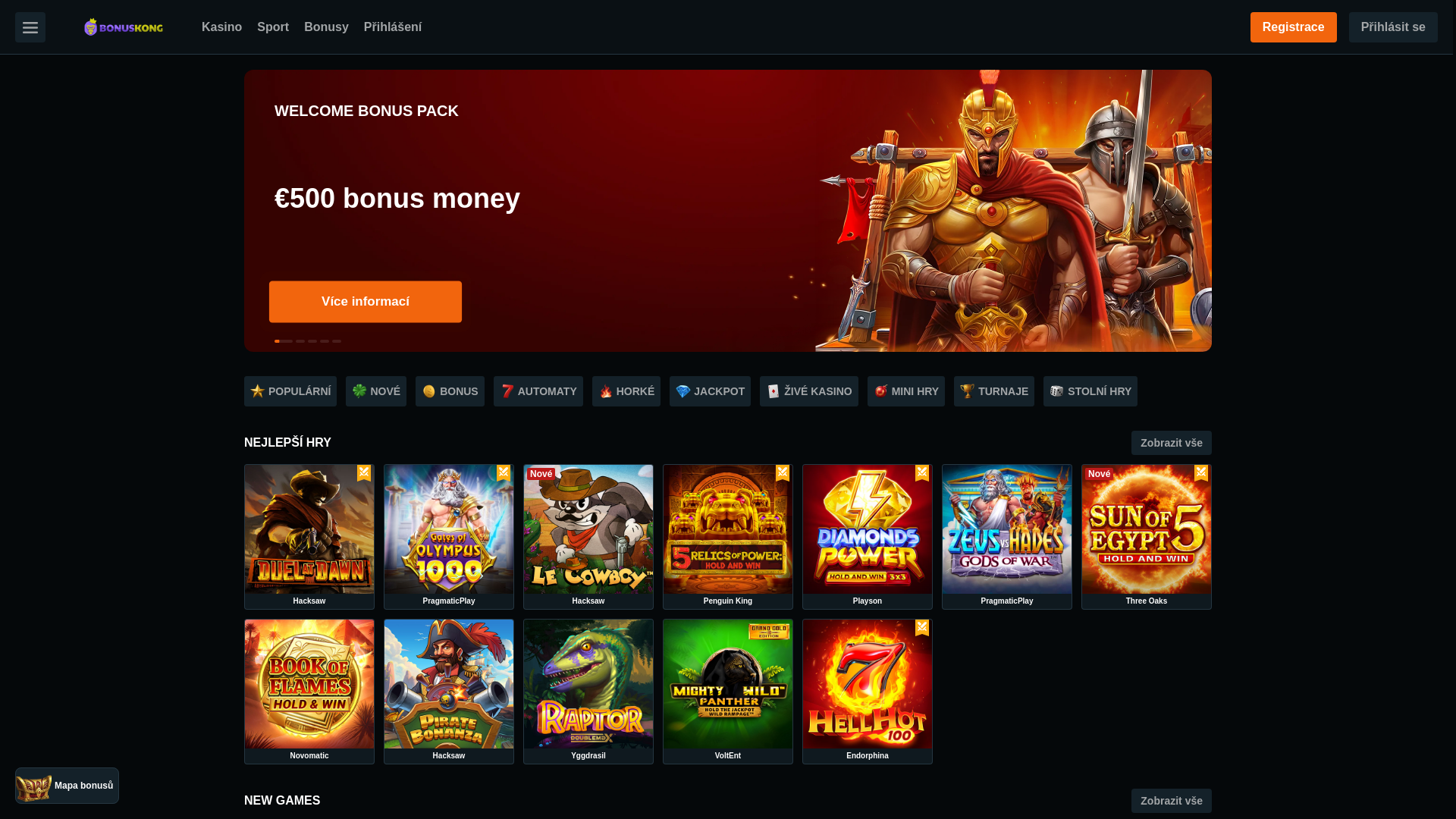 website screenshot of https://bonuskong-casino.cz/
