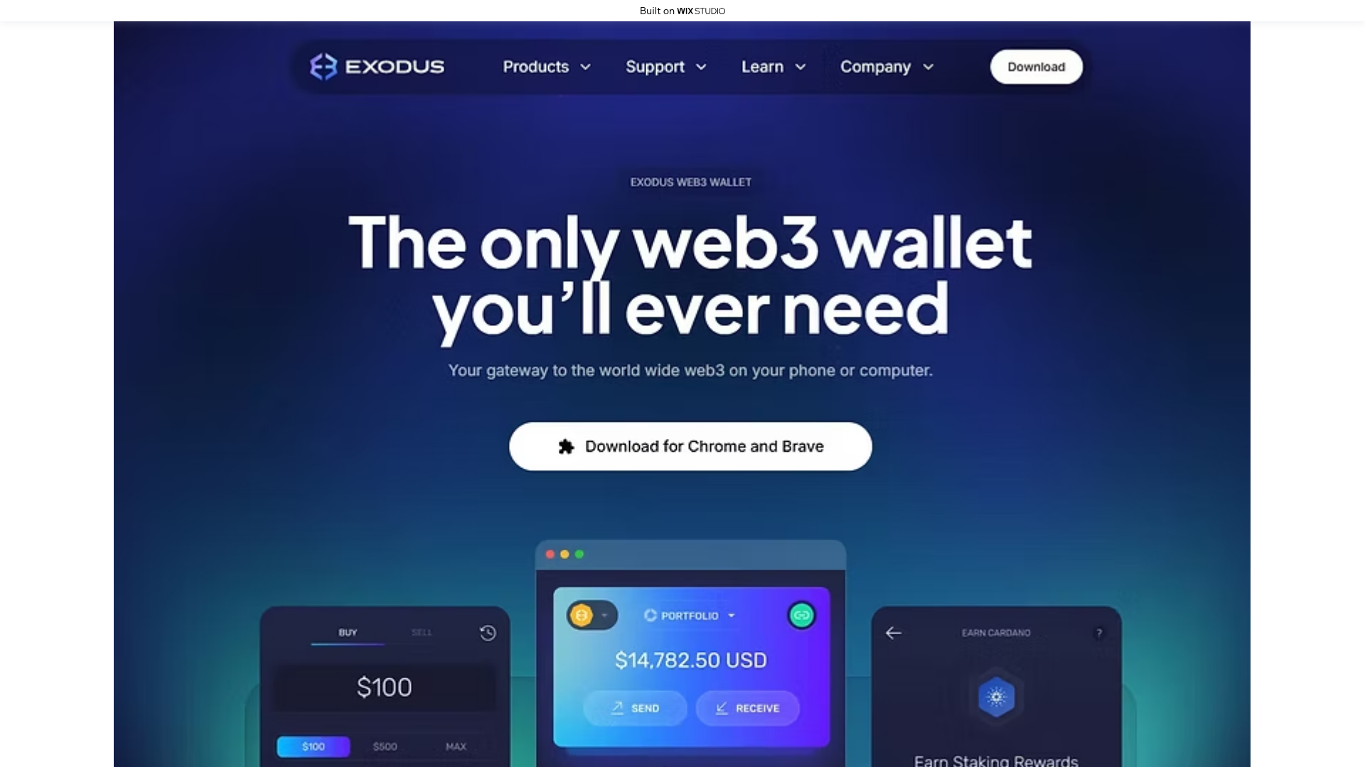 website screenshot of https://home-exadusweb.wixstudio.com/start-en