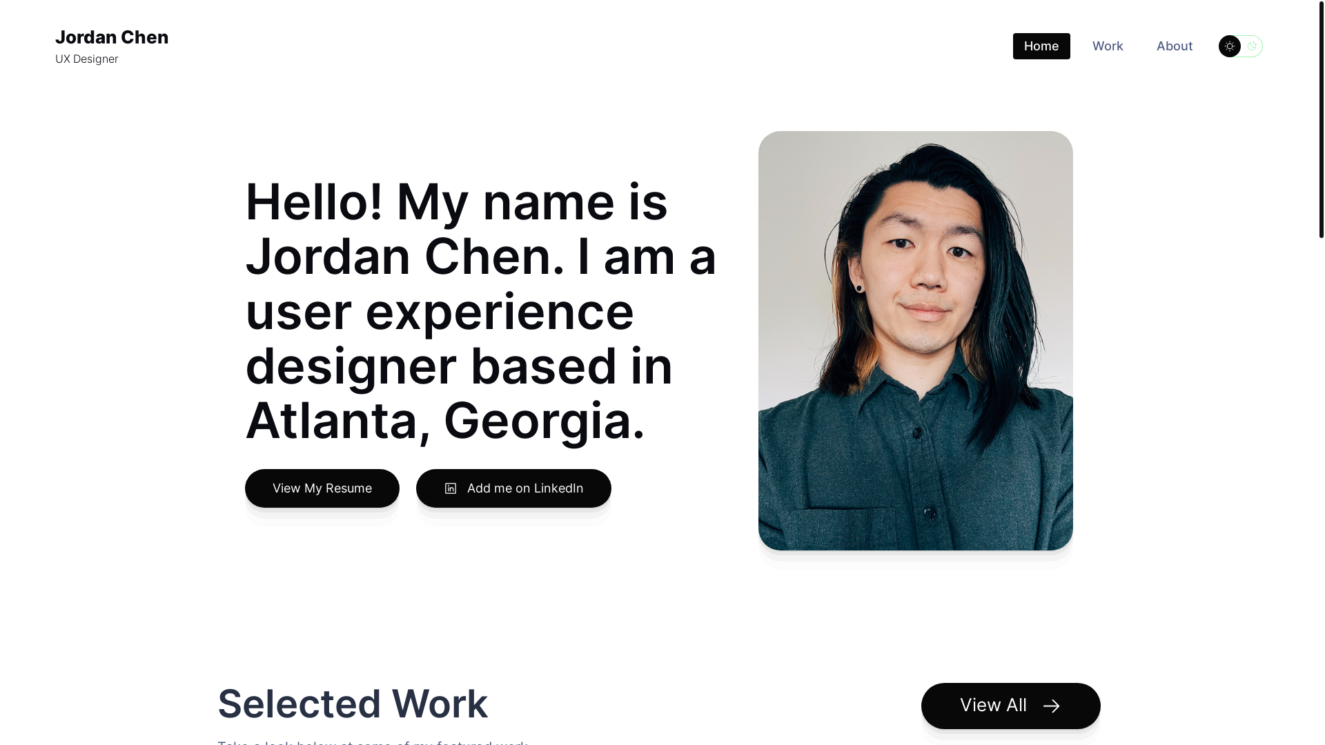 website screenshot of https://jordanchen.me/