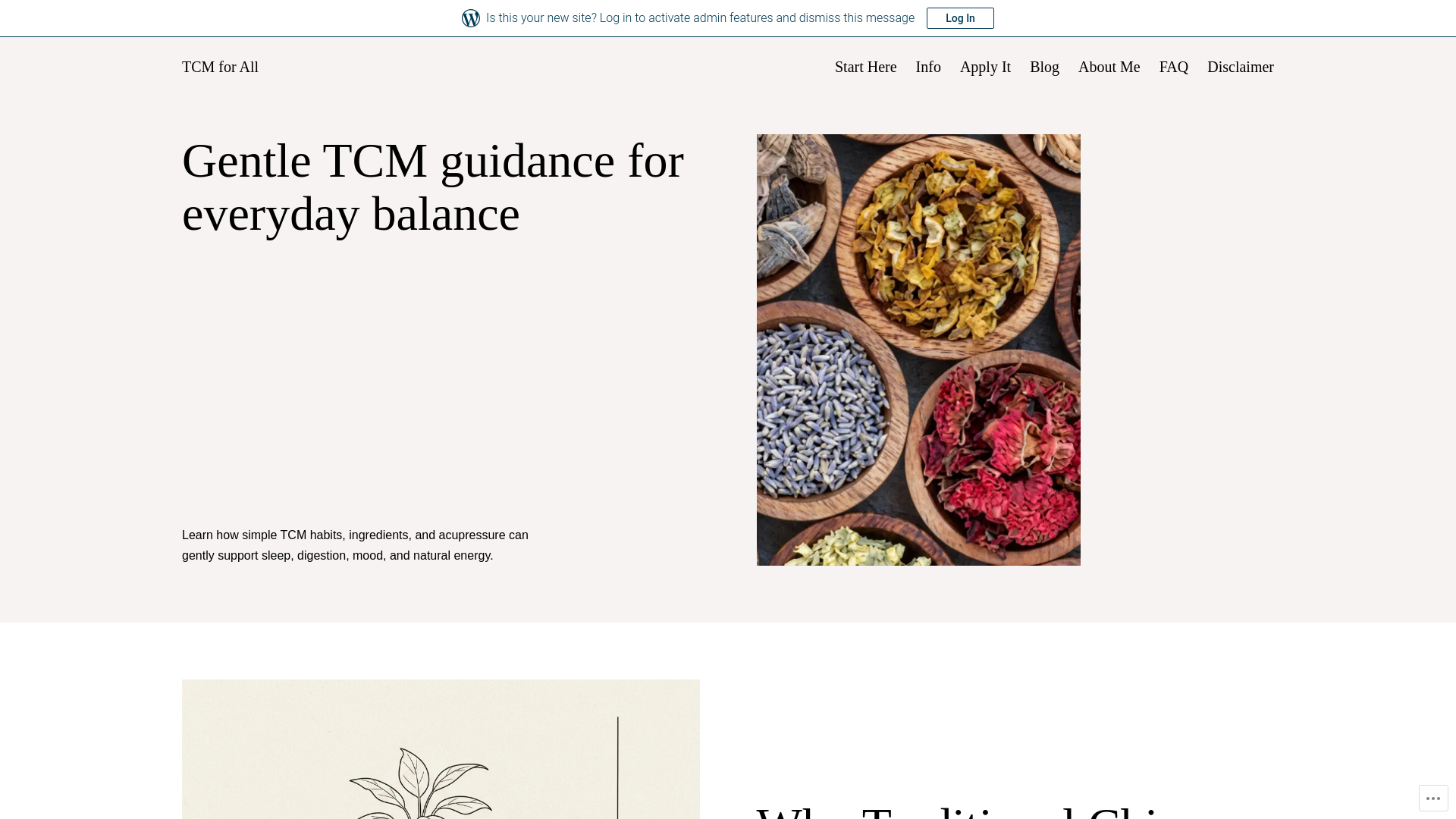 website screenshot of https://tcmforall.org/