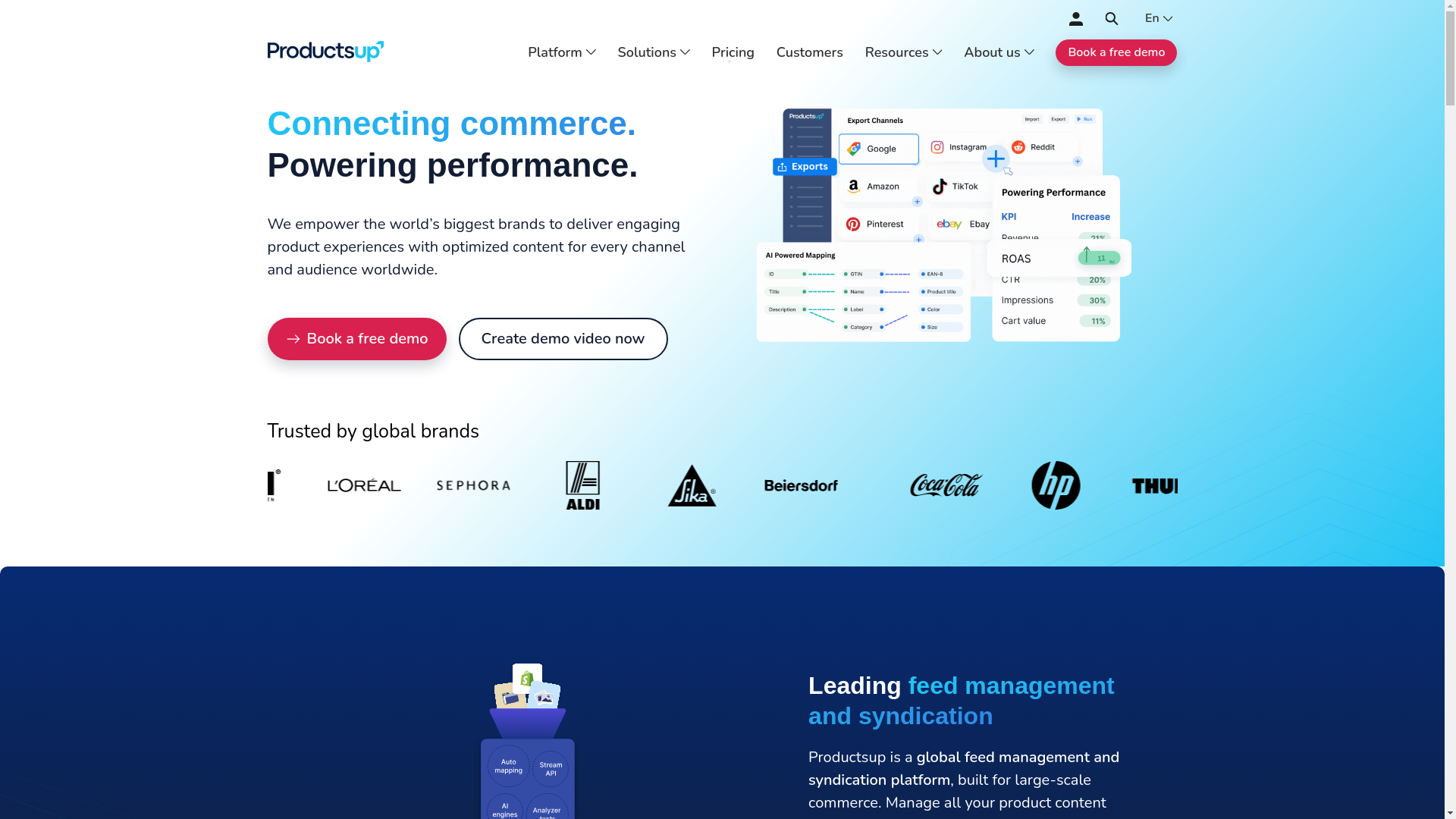 website screenshot of https://productsup.com/